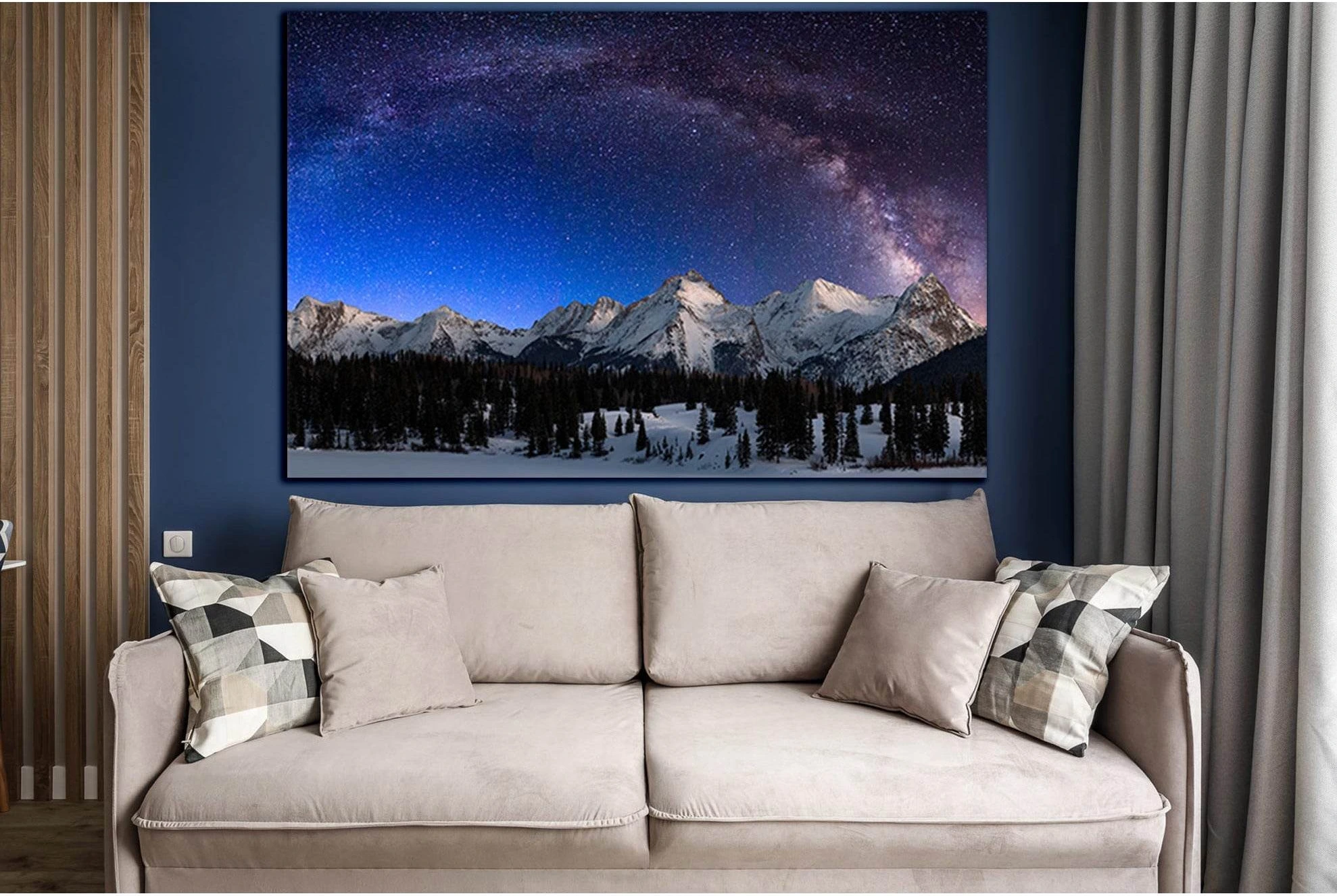Milky Way Mountains USA №SL970 Ready to Hang Canvas Print - Zellart Canvas Prints 0new, ALL_Products, Astronomy & Space Canvas Wall Art