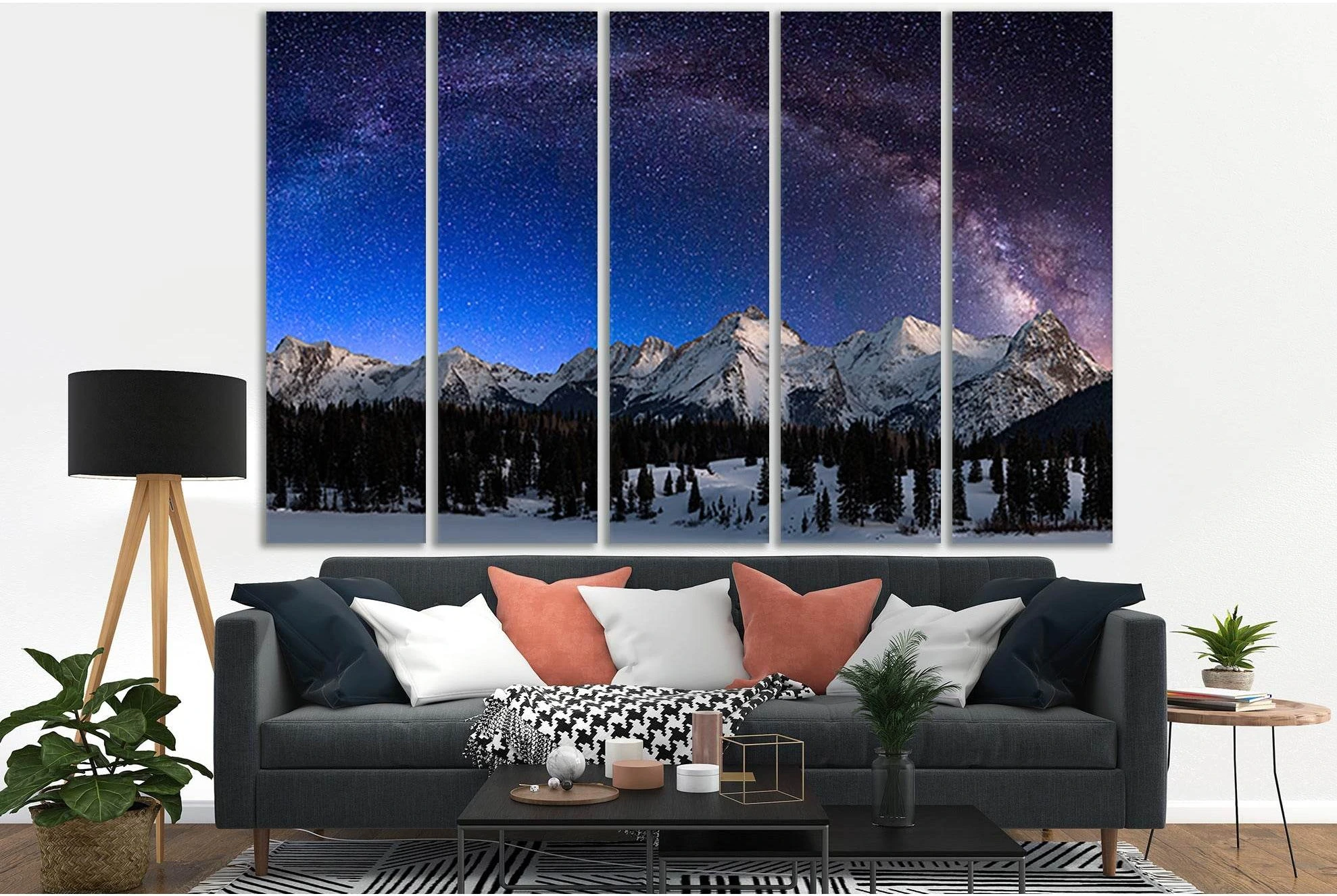 Milky Way Mountains USA №SL970 Ready to Hang Canvas Print - Zellart Canvas Prints 0new, ALL_Products, Astronomy & Space Canvas Wall Art