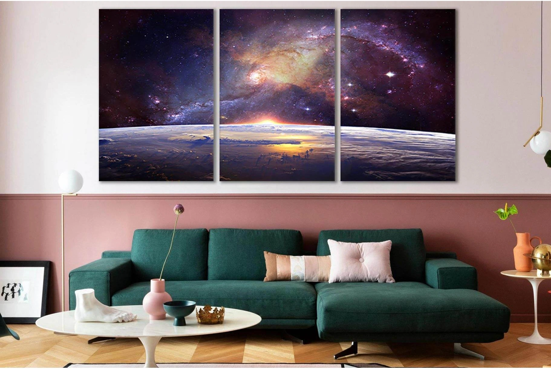 Milky Way Over Earth №SL434 Ready to Hang Canvas Print - Zellart Canvas Prints 0new, ALL_Products, Astronomy & Space Canvas Wall Art