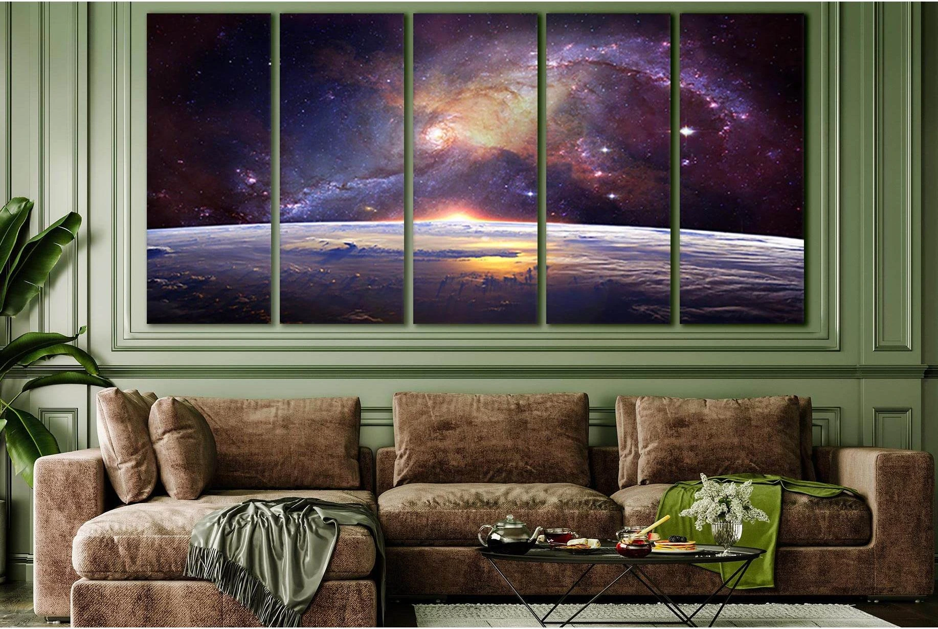 Milky Way Over Earth №SL434 Ready to Hang Canvas Print - Zellart Canvas Prints 0new, ALL_Products, Astronomy & Space Canvas Wall Art