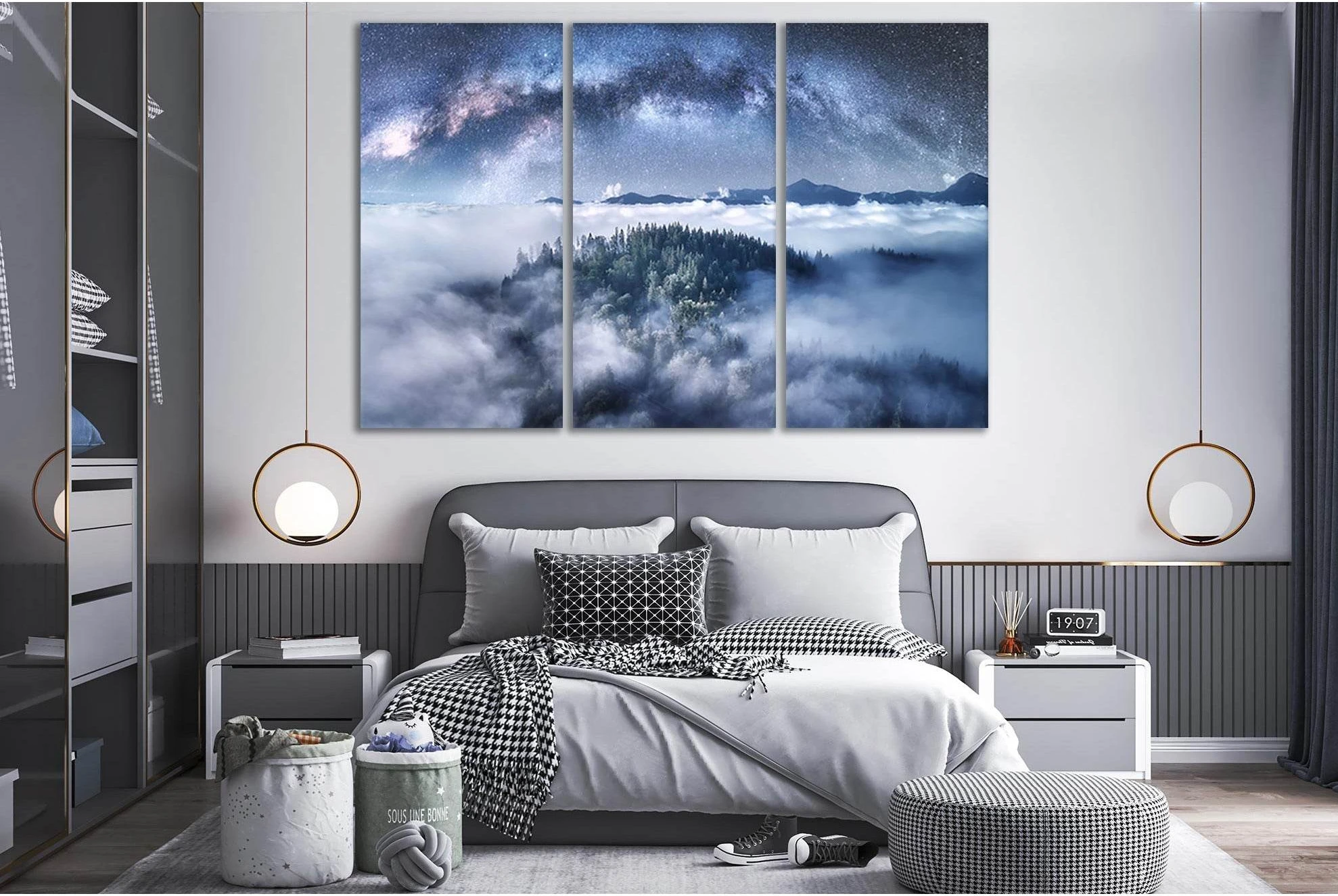 Milky Way Over The Mountains №Sl28 Ready to Hang Canvas Print - Zellart Canvas Prints 0new, ALL_Products, Nature & Landscapes Canvas Print