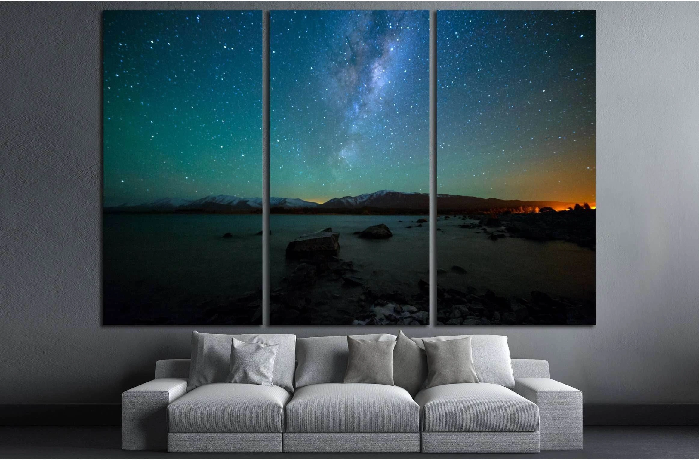 Milky Way Rising Above Lake Tekapo, New Zealand with Aurora Australis №3114 Ready to Hang Canvas Print - Zellart Canvas Prints ALL_Products, s-3114