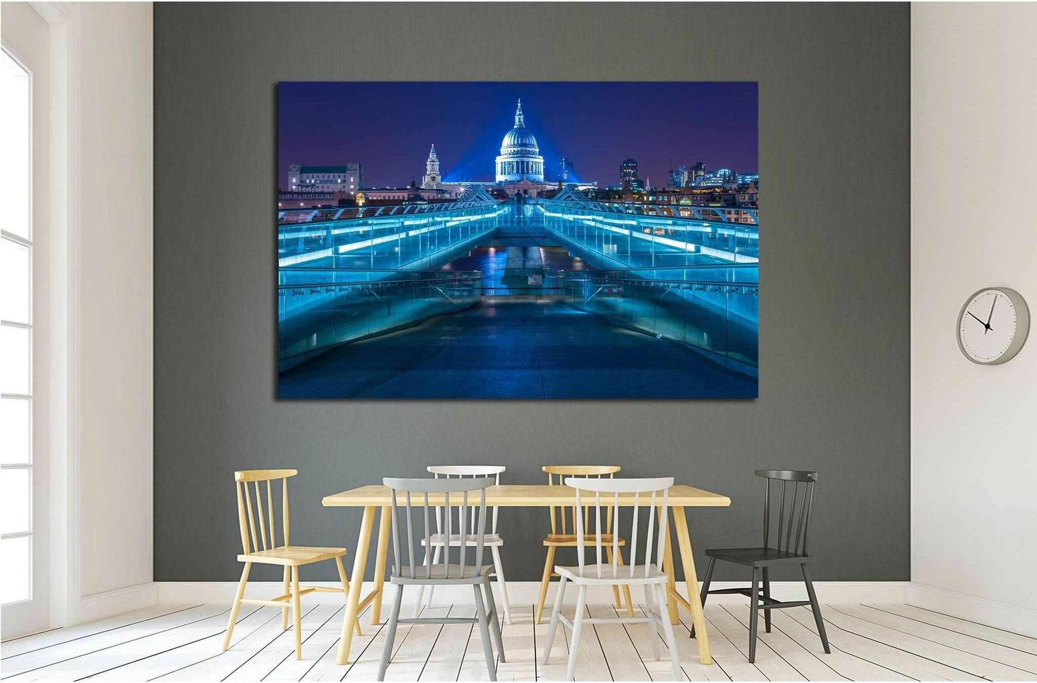 Millennium Bridge leading to Saint Paul's Cathedral, London, UK №1680 Ready to Hang Canvas Print - Zellart Canvas Prints ALL_Products, s-1680