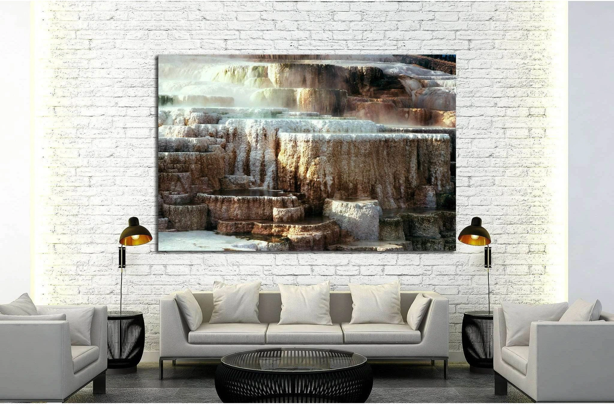Minerva Terrace, Yellowstone National Park, Wyoming, USA №1990 Ready to Hang Canvas Print - Zellart Canvas Prints ALL_Products, s-1990
