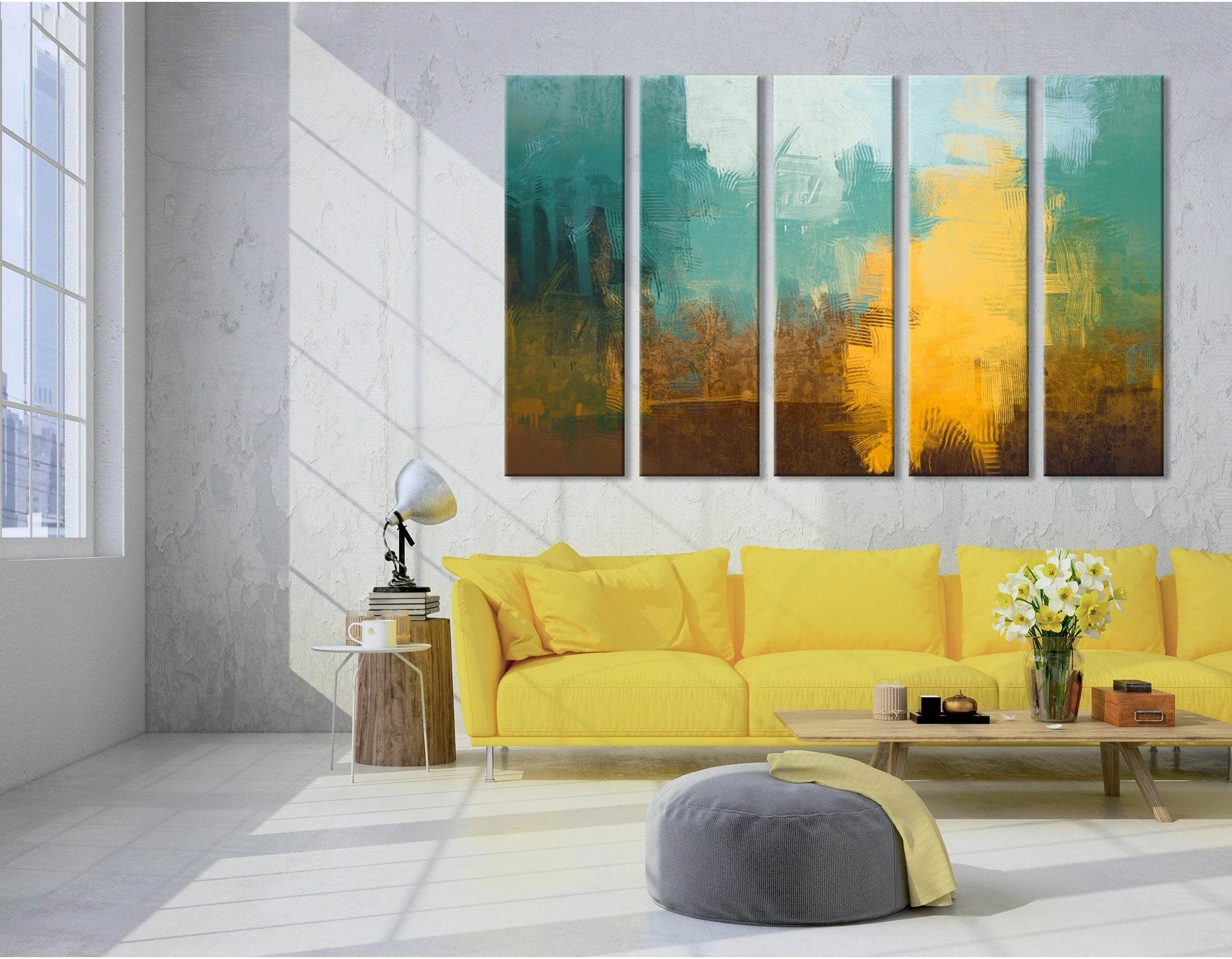 Mint And Yellow Abstract №04345 Ready to Hang Canvas Print - Zellart Canvas Prints ALL_Products