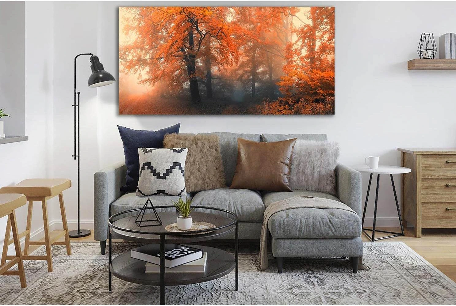 Misty Autumn Forest №SL797 Ready to Hang Canvas Print - Zellart Canvas Prints 0new, ALL_Products, Trees Wall Art