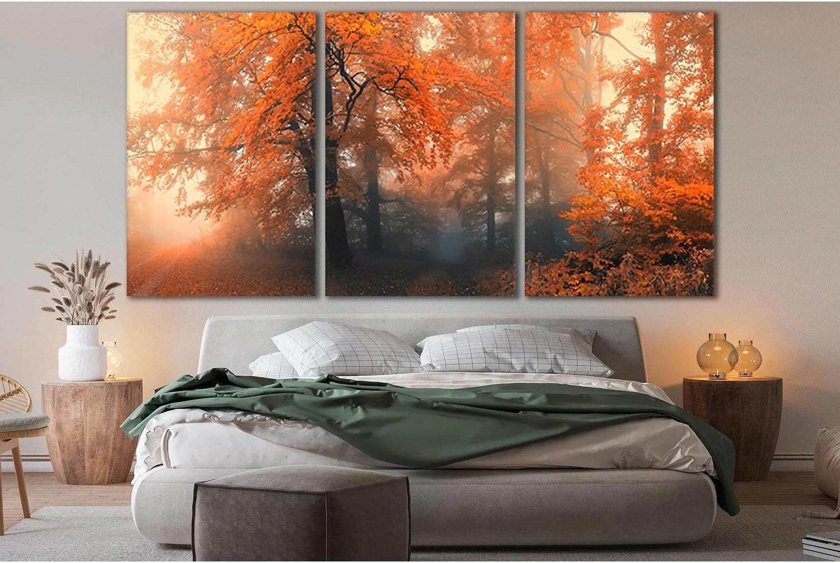 Misty Autumn Forest №SL797 Ready to Hang Canvas Print - Zellart Canvas Prints 0new, ALL_Products, Trees Wall Art