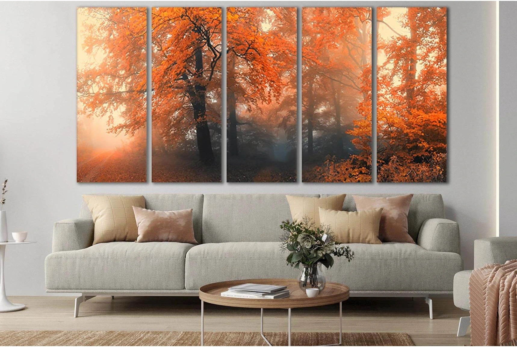 Misty Autumn Forest №SL797 Ready to Hang Canvas Print - Zellart Canvas Prints 0new, ALL_Products, Trees Wall Art