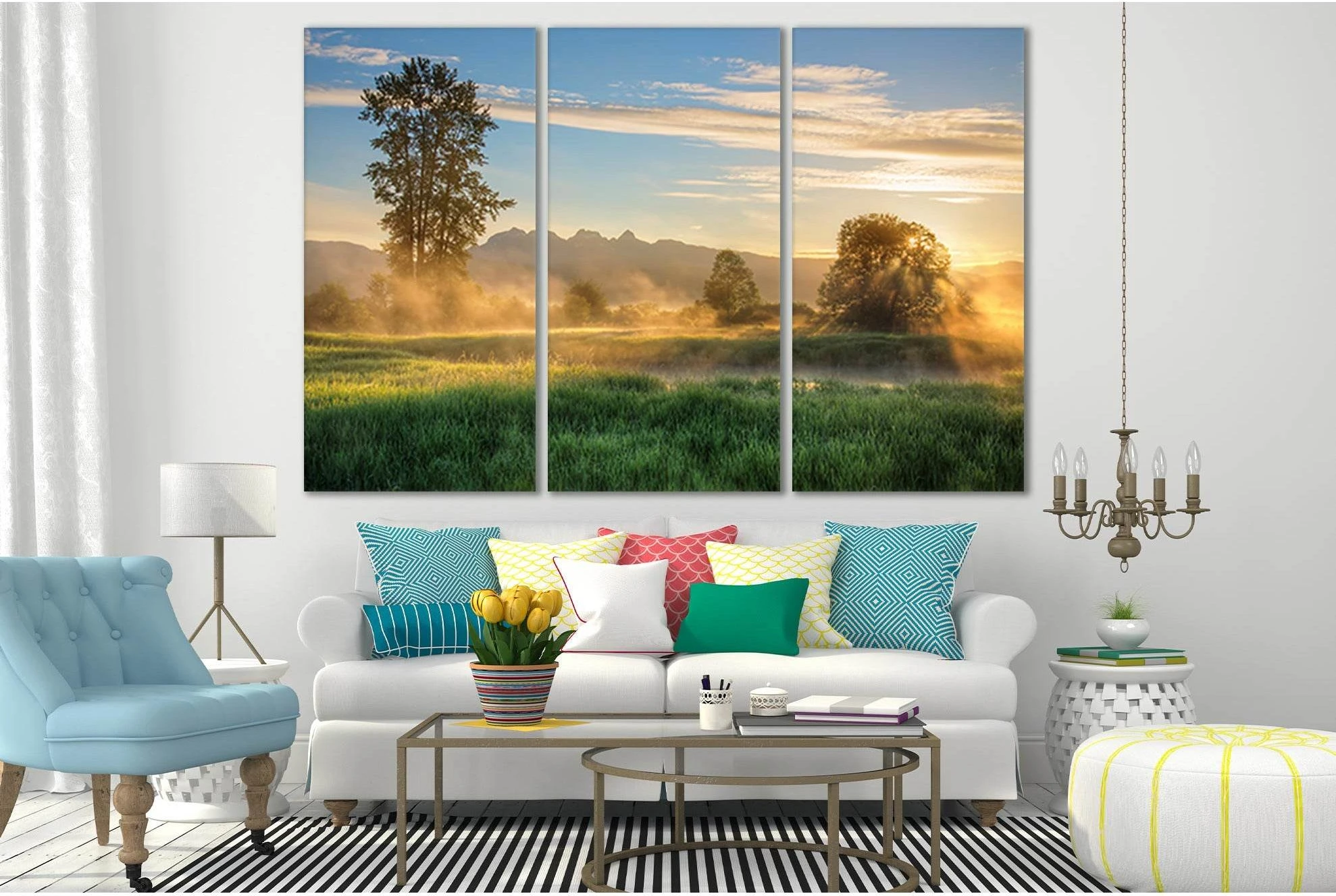 Misty Morning Sunrise №SL242 Ready to Hang Canvas Print - Zellart Canvas Prints 0new, ALL_Products, SUNRISE & SUNSET WALL ART
