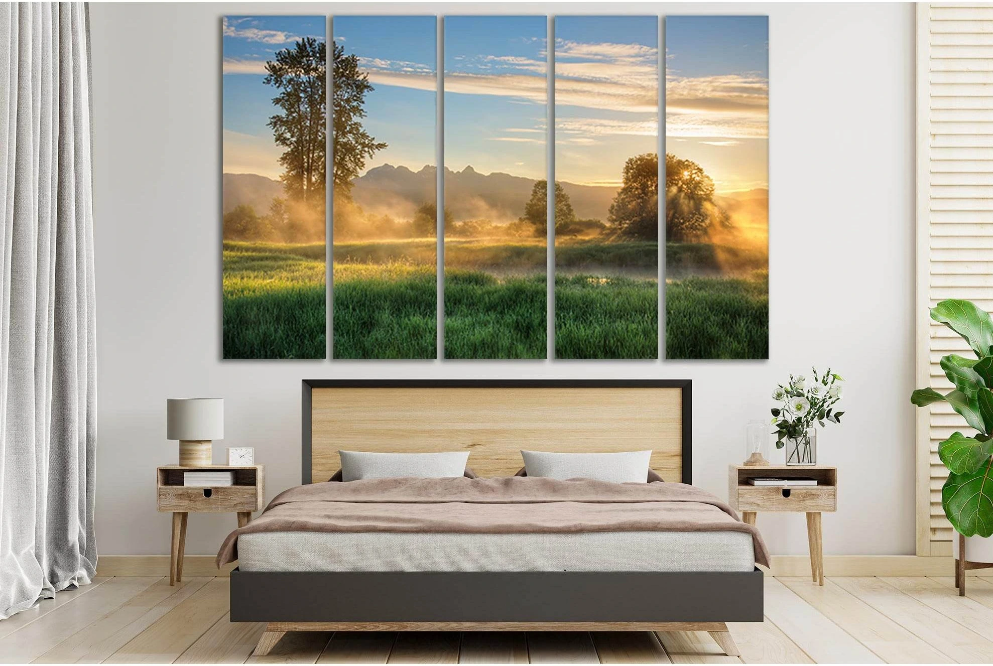 Misty Morning Sunrise №SL242 Ready to Hang Canvas Print - Zellart Canvas Prints 0new, ALL_Products, SUNRISE & SUNSET WALL ART