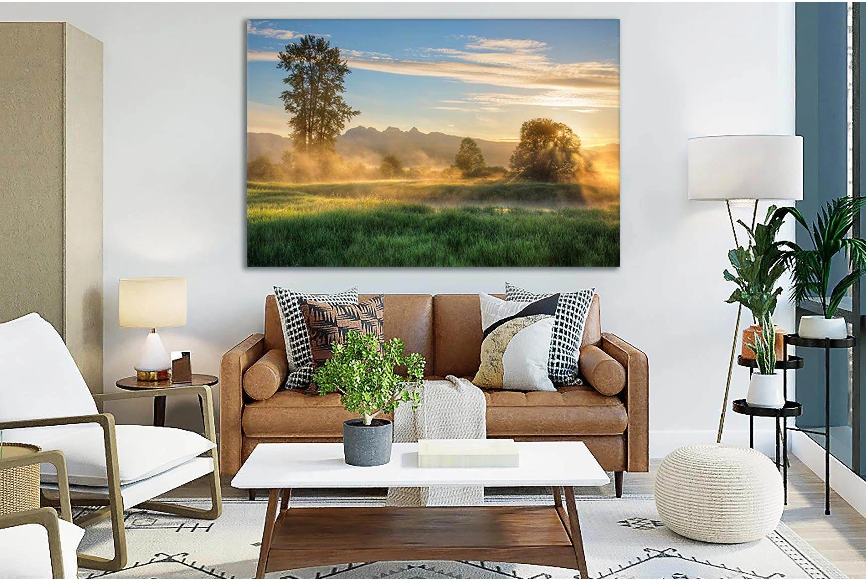 Misty Morning Sunrise №SL242 Ready to Hang Canvas Print - Zellart Canvas Prints 0new, ALL_Products, SUNRISE & SUNSET WALL ART