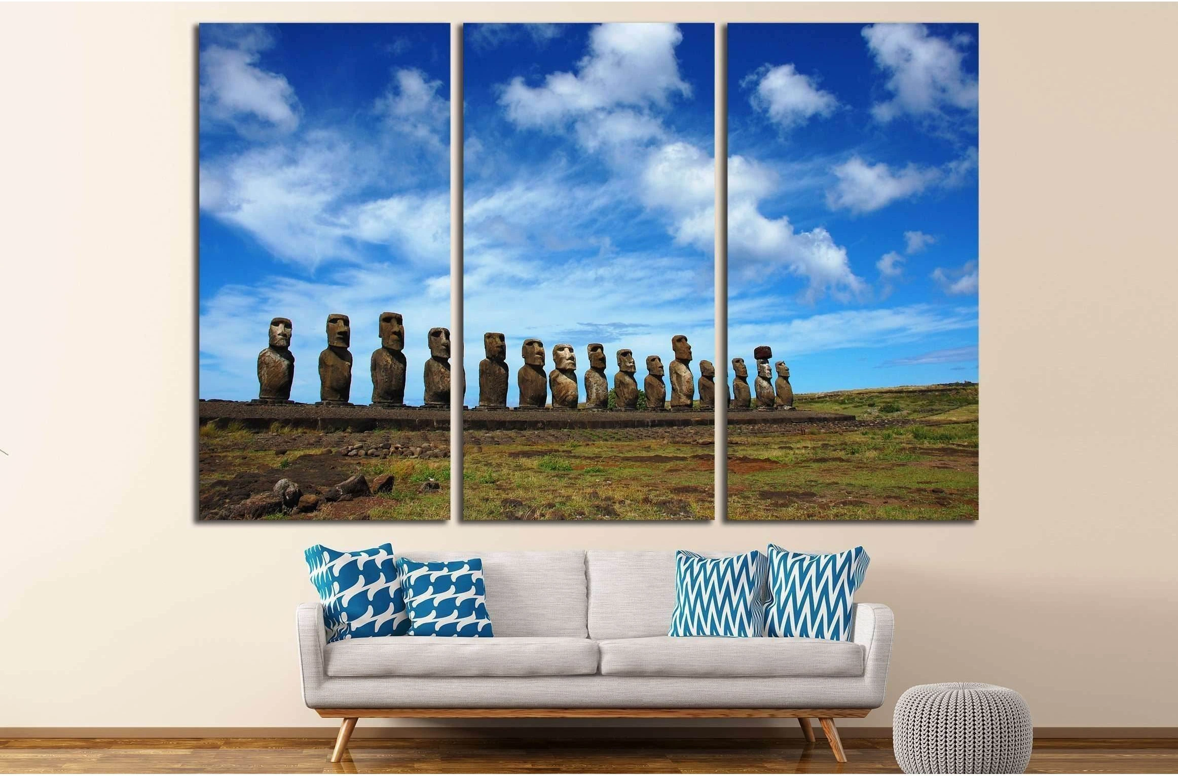 Moai at Ahu Tongariki, Easter Island, Chile №2493 Ready to Hang Canvas Print - Zellart Canvas Prints ALL_Products, s-2493