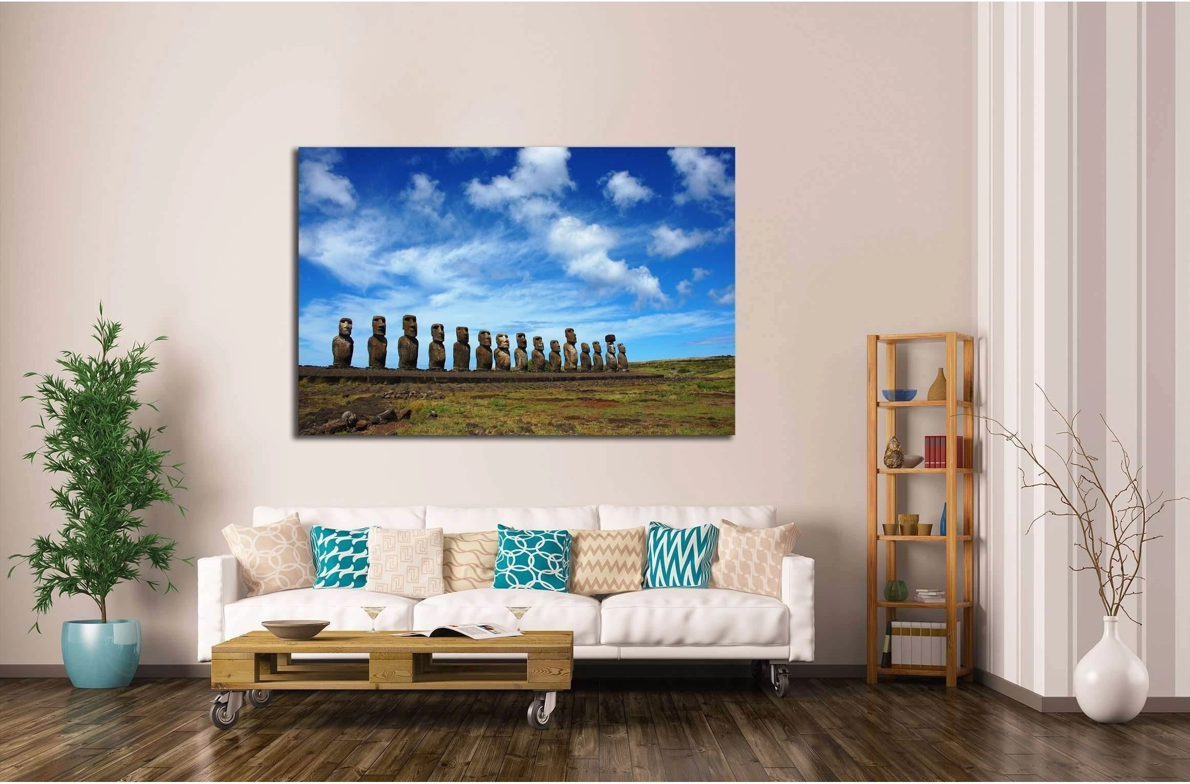 Moai at Ahu Tongariki, Easter Island, Chile №2493 Ready to Hang Canvas Print - Zellart Canvas Prints ALL_Products, s-2493