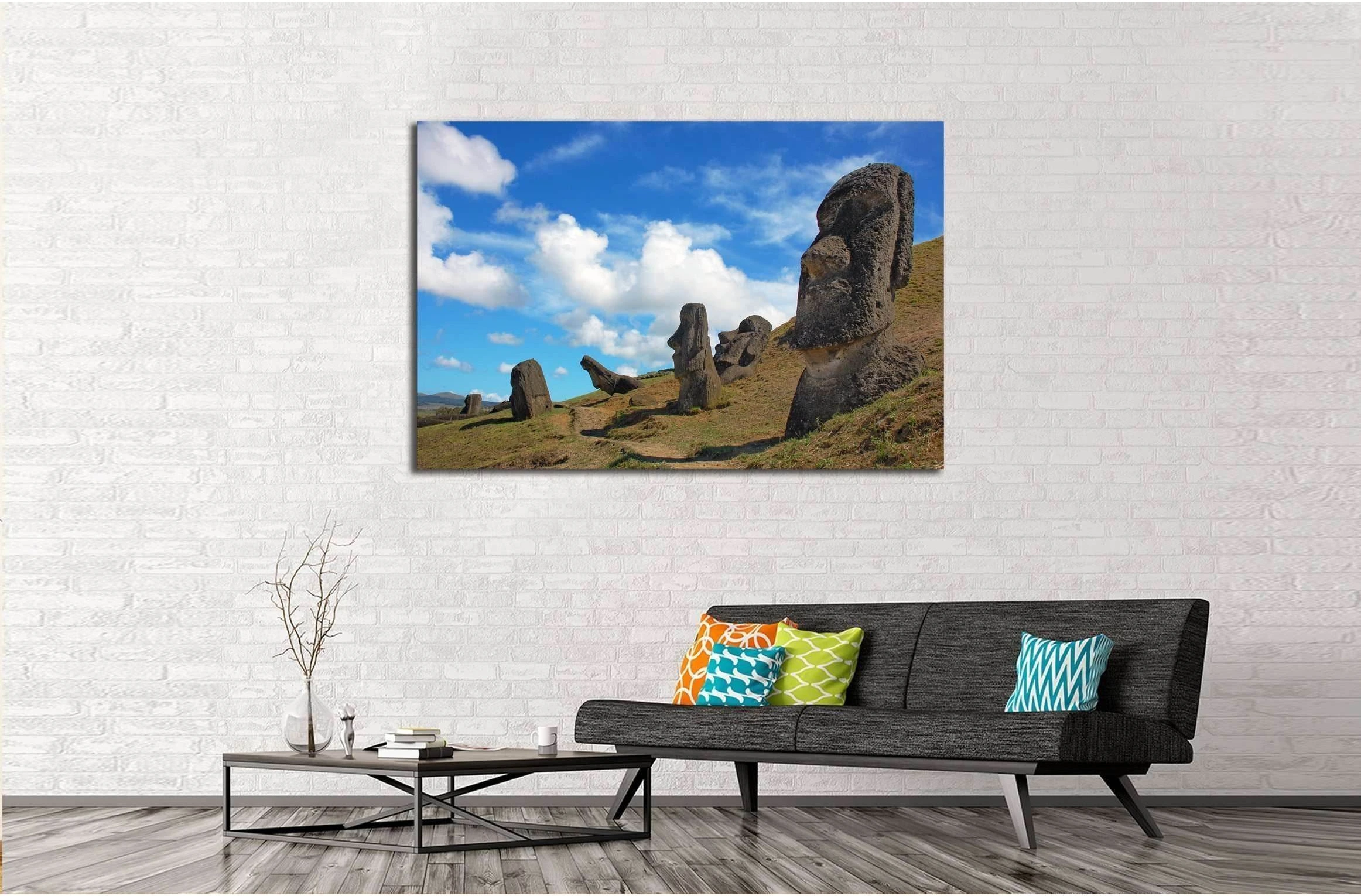 Moai at Rano Raraku, Easter Island, Chile №2492 Ready to Hang Canvas Print - Zellart Canvas Prints ALL_Products, s-2492