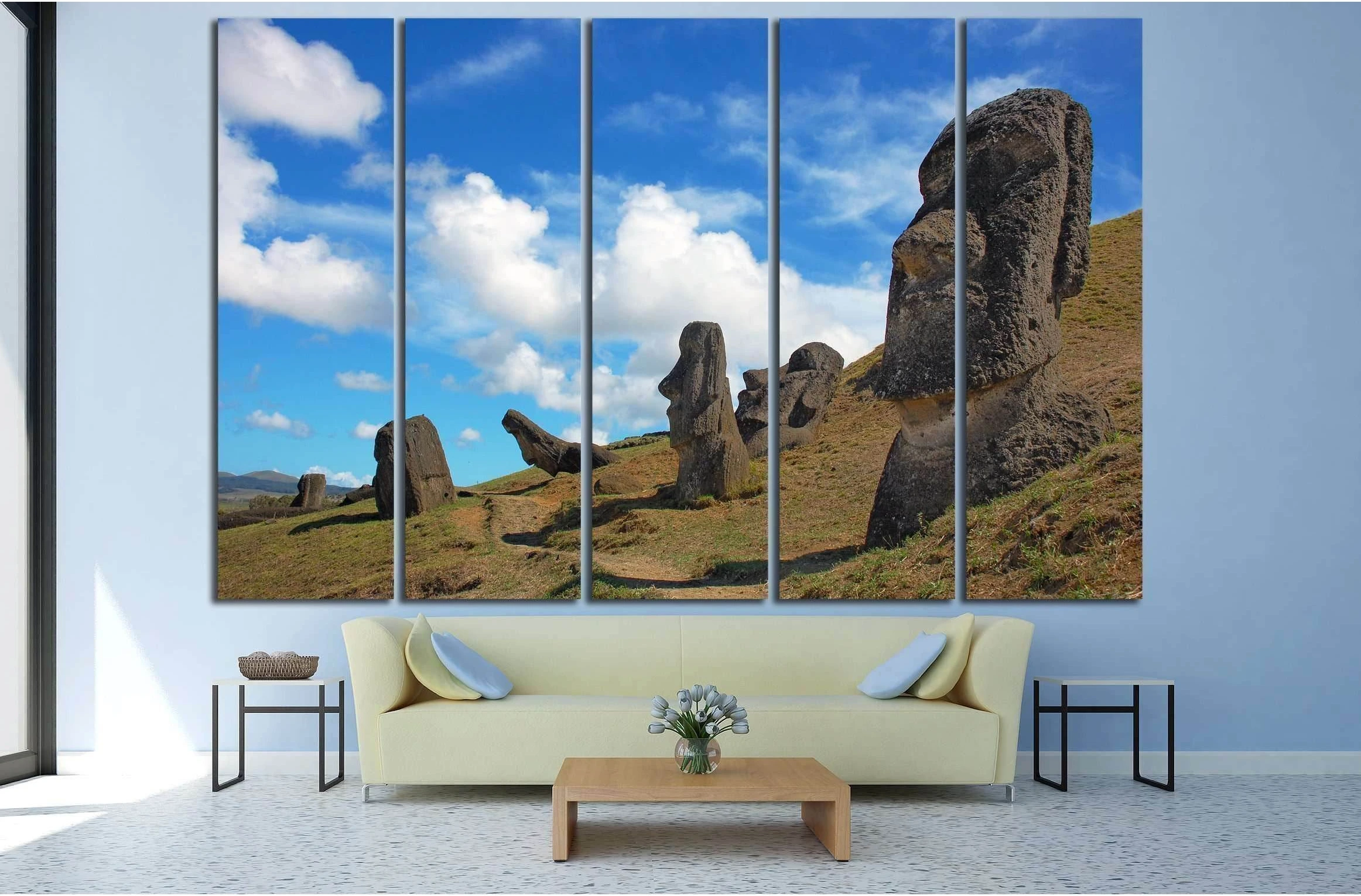 Moai at Rano Raraku, Easter Island, Chile №2492 Ready to Hang Canvas Print - Zellart Canvas Prints ALL_Products, s-2492