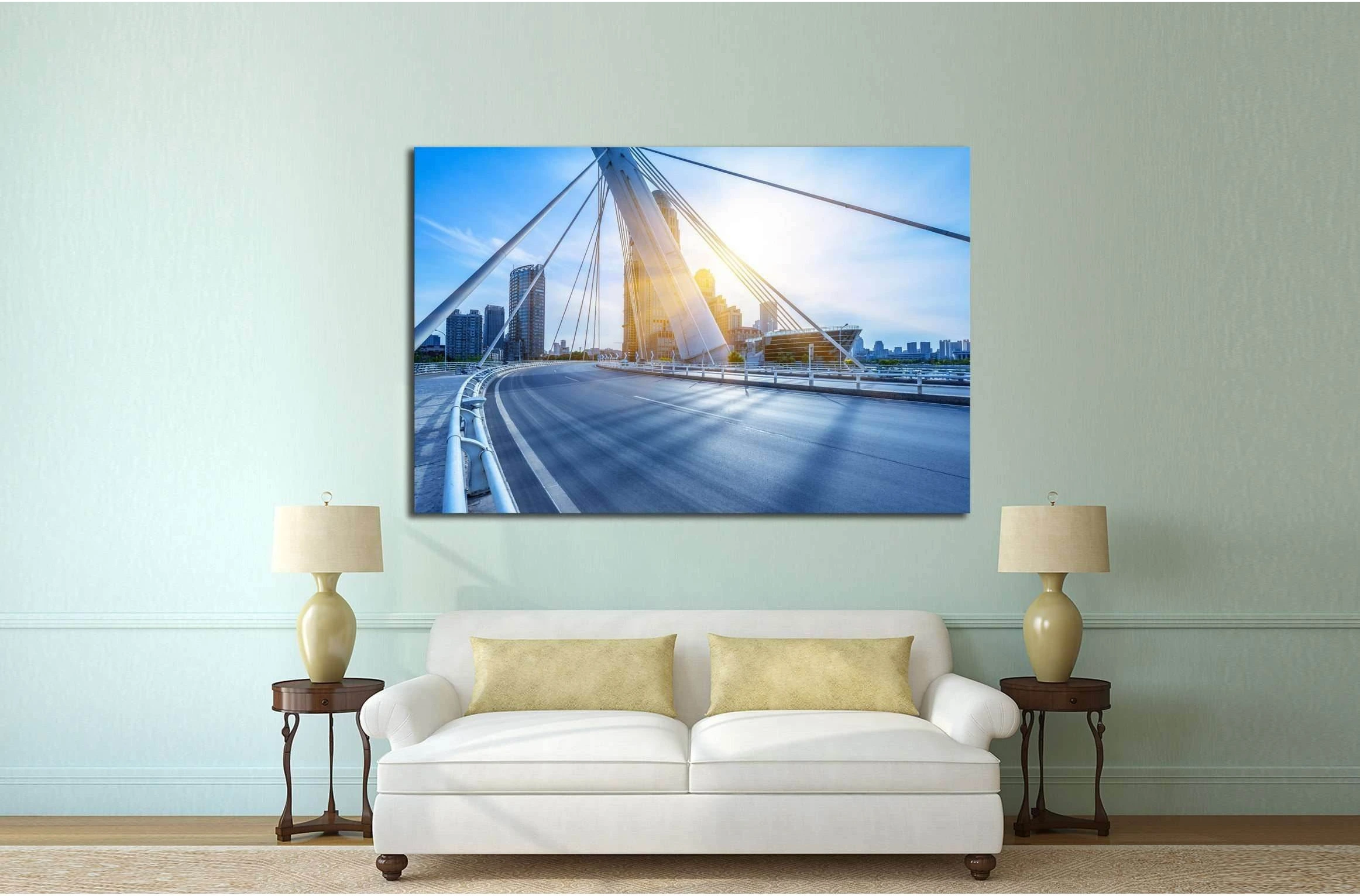 modern buildings with empty road under blue sky,tianjin china №2207 Ready to Hang Canvas Print - Zellart Canvas Prints ALL_Products, s-2207