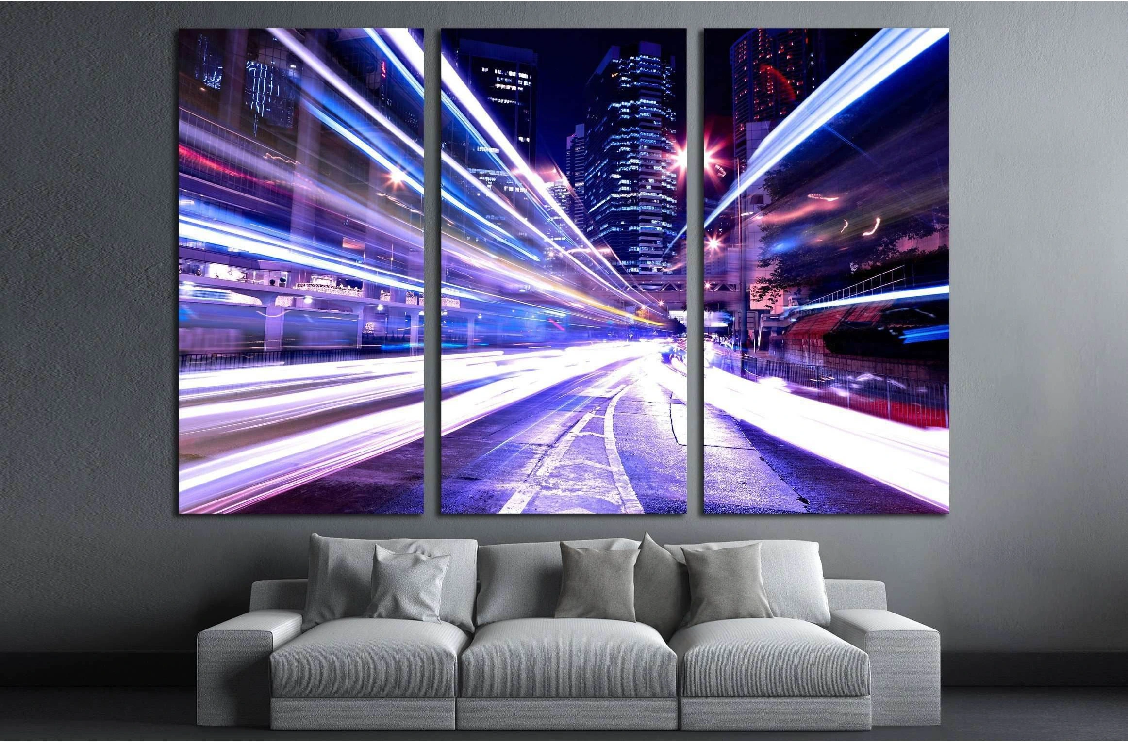 modern city at night №2289 Ready to Hang Canvas Print - Zellart Canvas Prints ALL_Products, s-2289