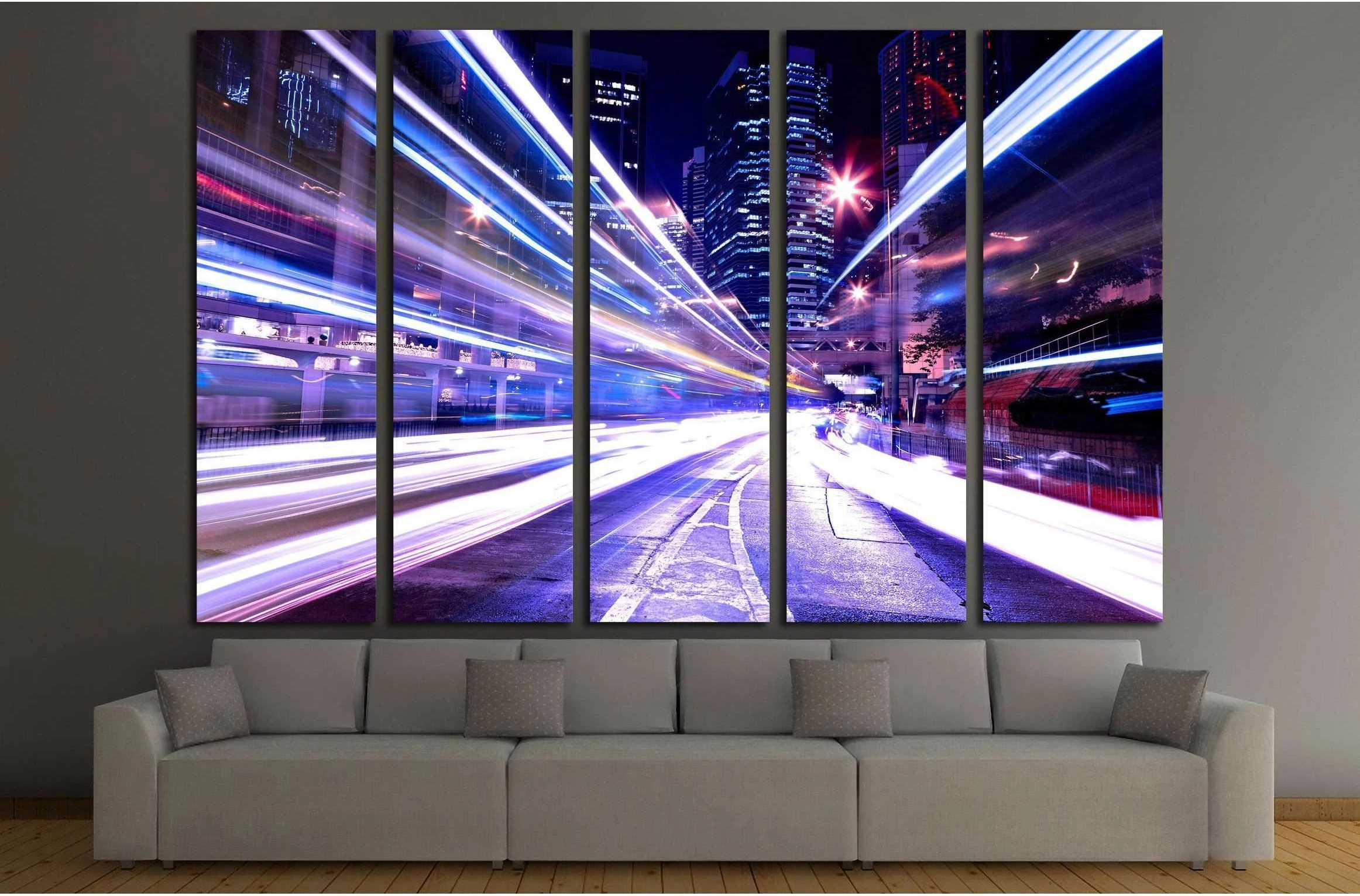 modern city at night №2289 Ready to Hang Canvas Print - Zellart Canvas Prints ALL_Products, s-2289