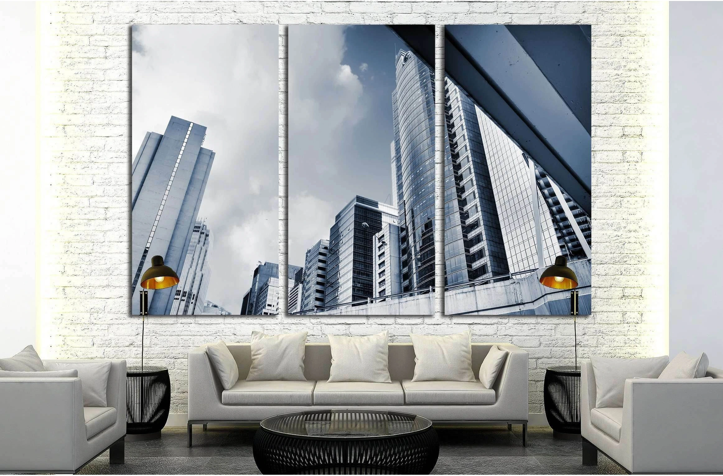 Modern city skyline with skyscrapers and office buildings №2234 Ready to Hang Canvas Print - Zellart Canvas Prints ALL_Products, s-2234