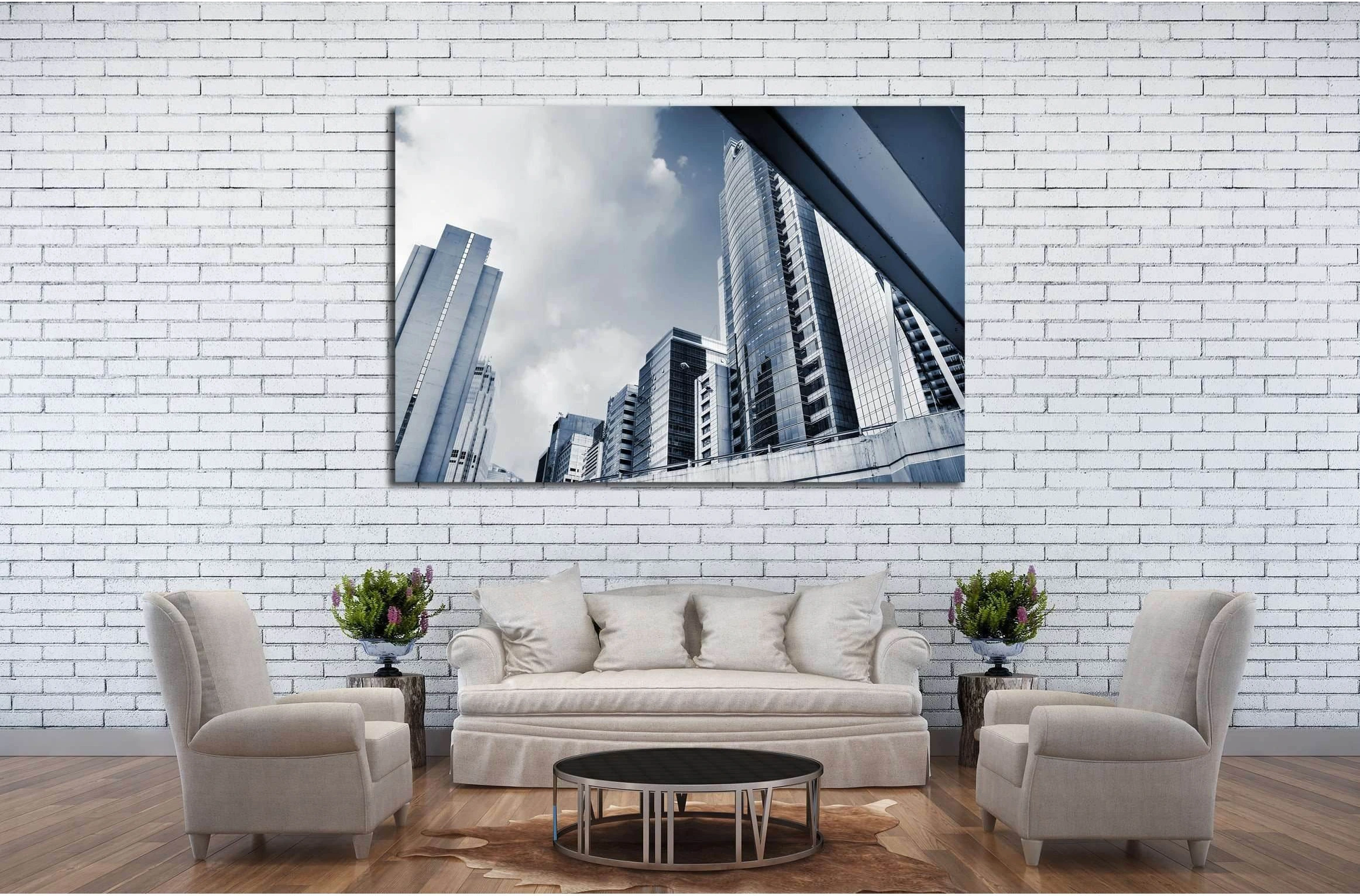 Modern city skyline with skyscrapers and office buildings №2234 Ready to Hang Canvas Print - Zellart Canvas Prints ALL_Products, s-2234
