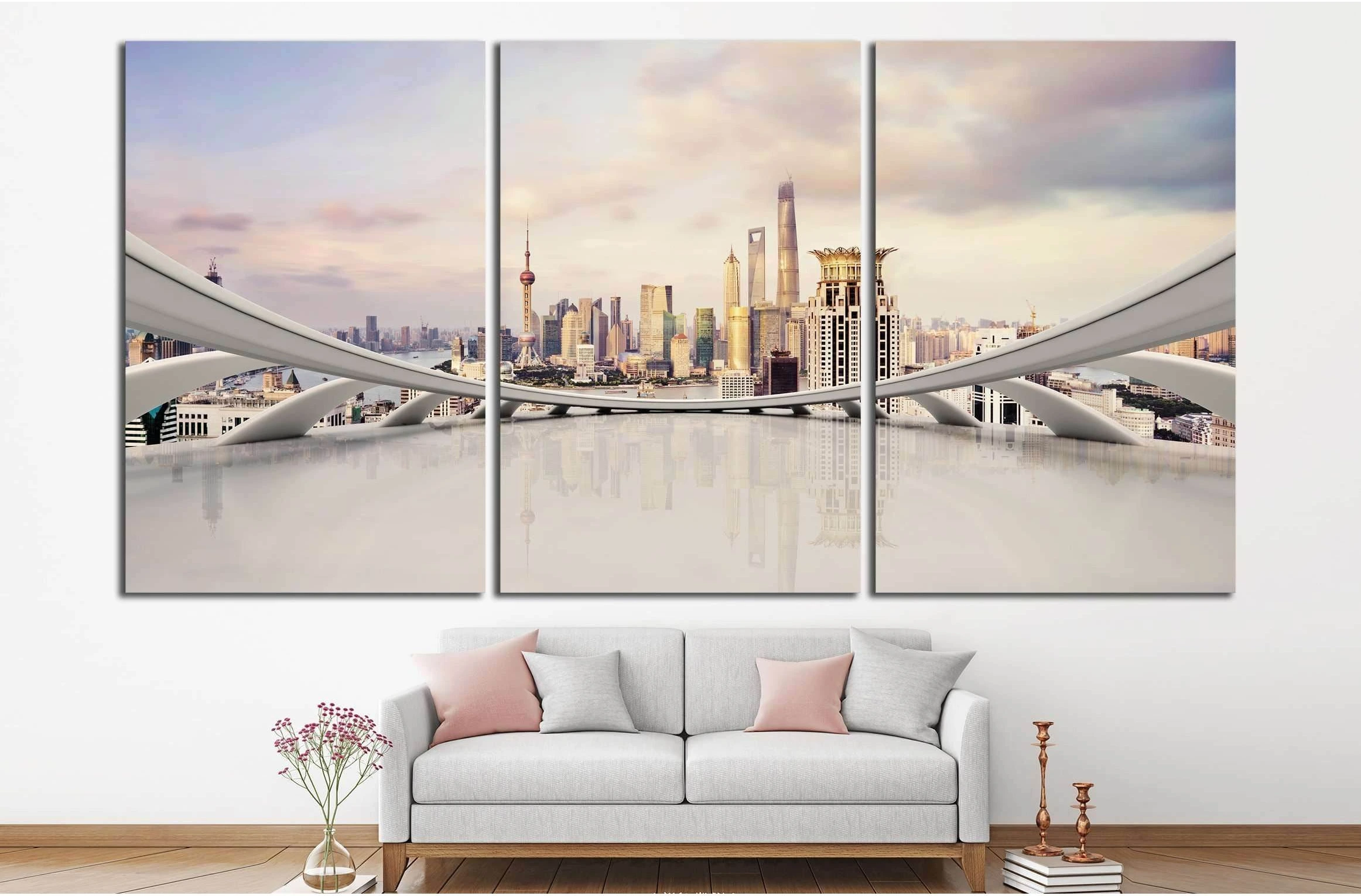 modern city skyline,traffic and cityscape in Shanghai, China №1522 Ready to Hang Canvas Print - Zellart Canvas Prints ALL_Products, s-1522