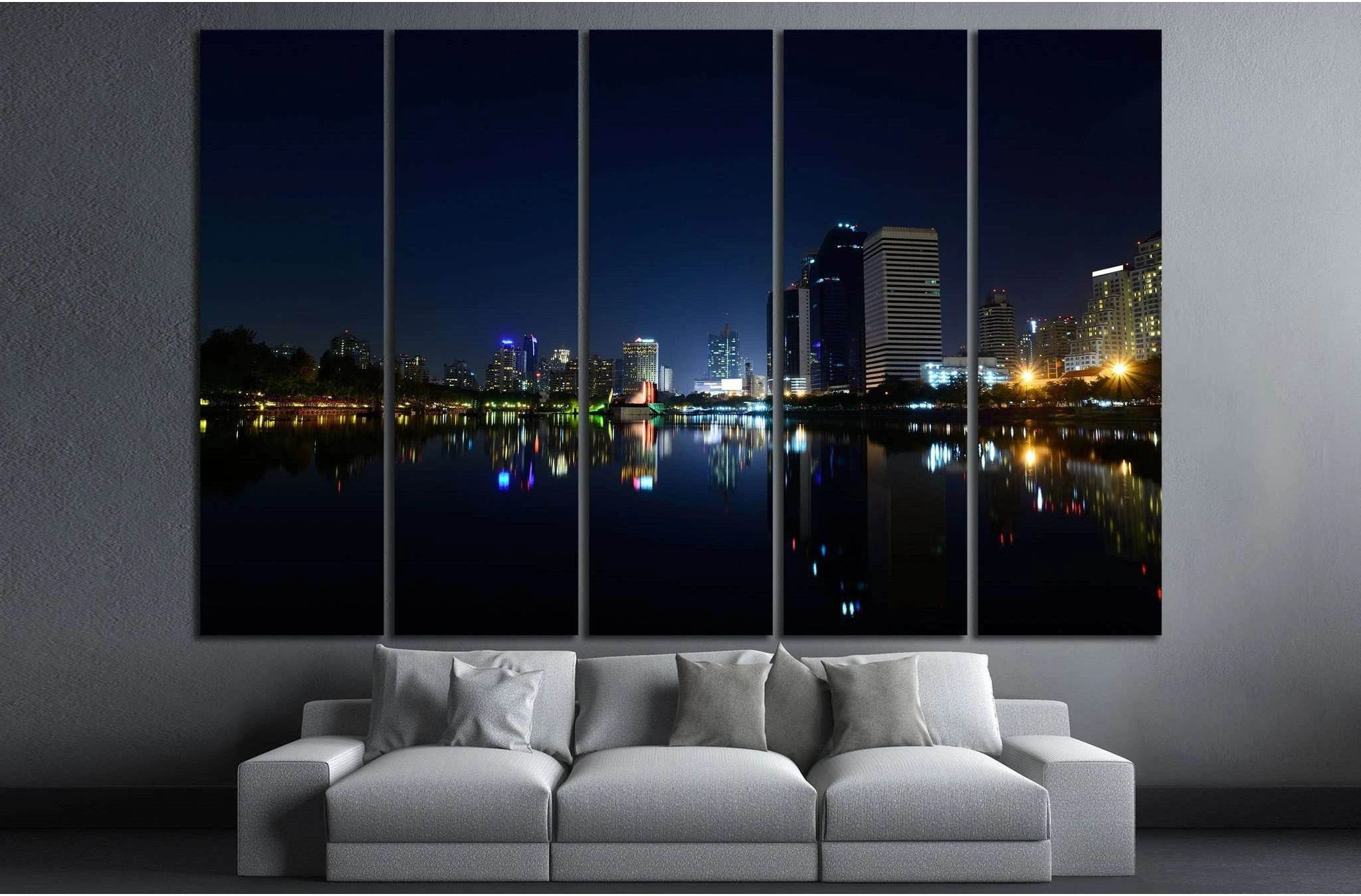 Modern city view of Bangkok №827 Ready to Hang Canvas Print - Zellart Canvas Prints ALL_Products, s-827