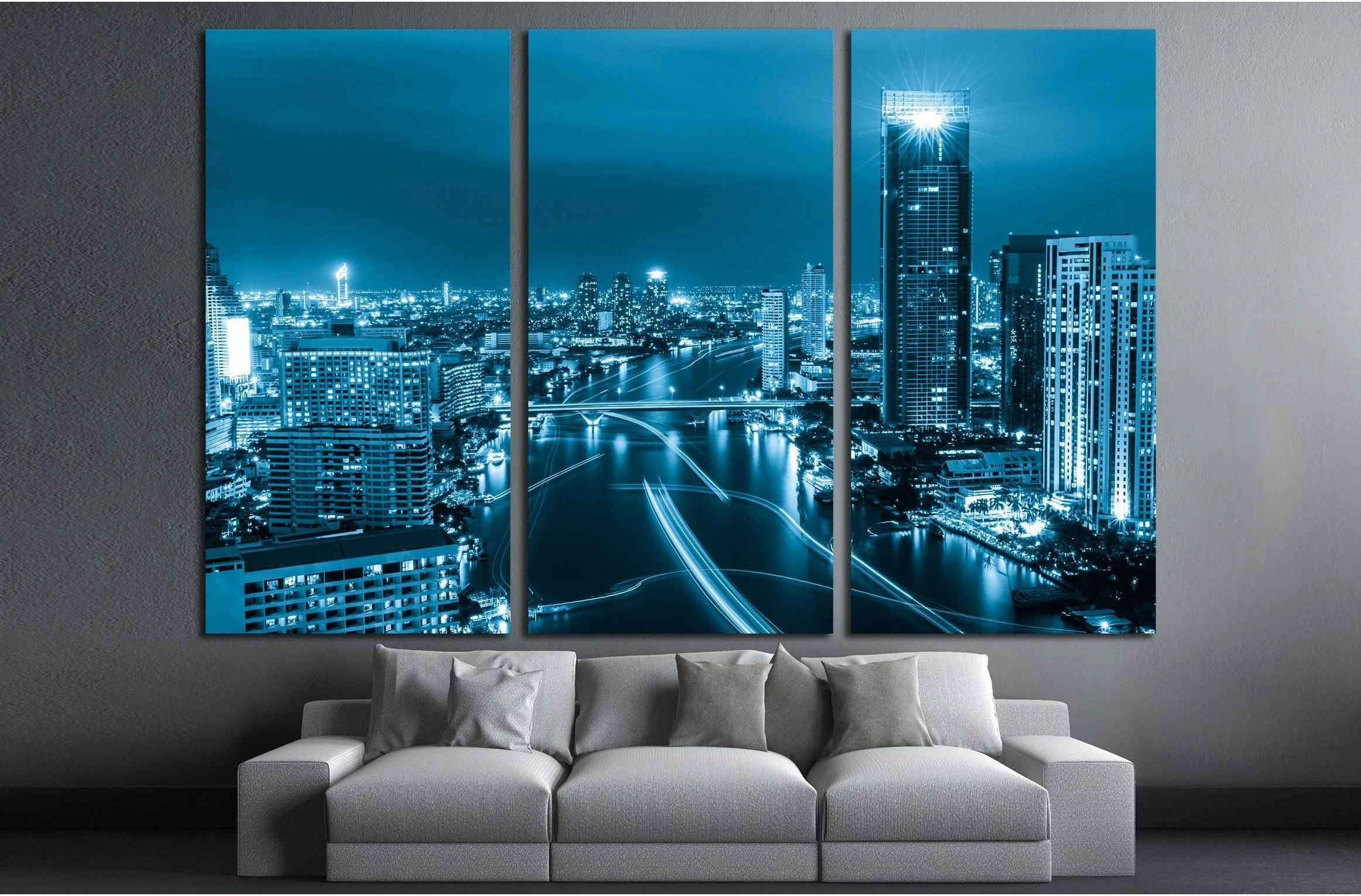 Modern city view of Bangkok, Thailand. Cityscape №2612 Ready to Hang Canvas Print - Zellart Canvas Prints ALL_Products, s-2612