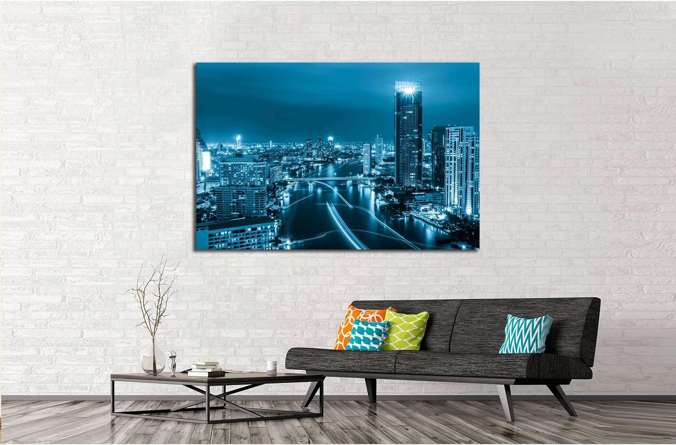 Modern city view of Bangkok, Thailand. Cityscape №2612 Ready to Hang Canvas Print - Zellart Canvas Prints ALL_Products, s-2612