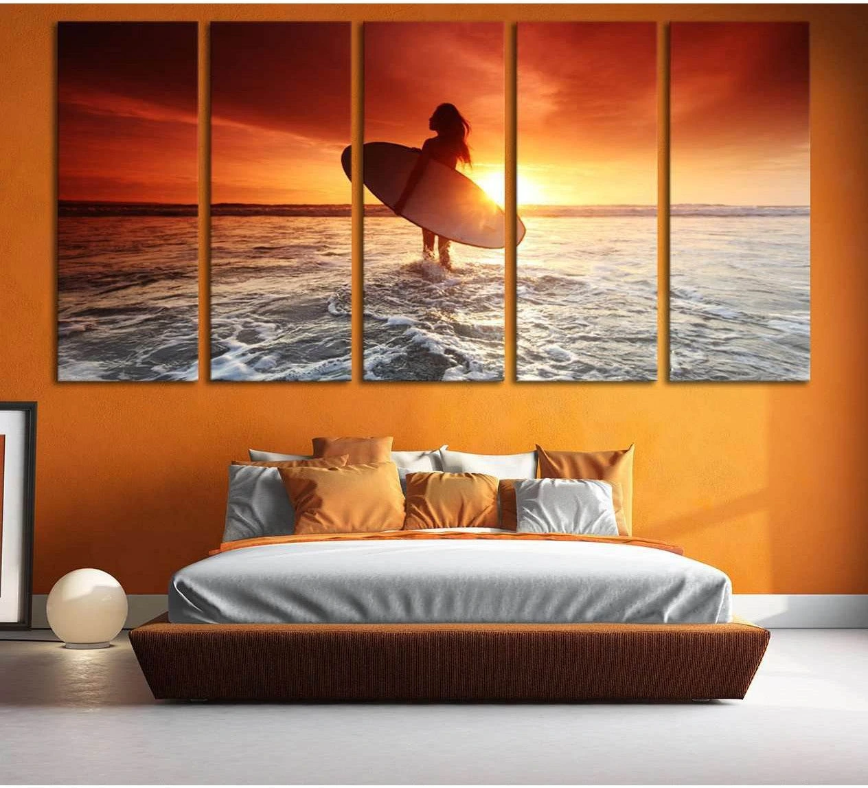 Modern Sunset showing blue ocean wall art with water and coastal depth.