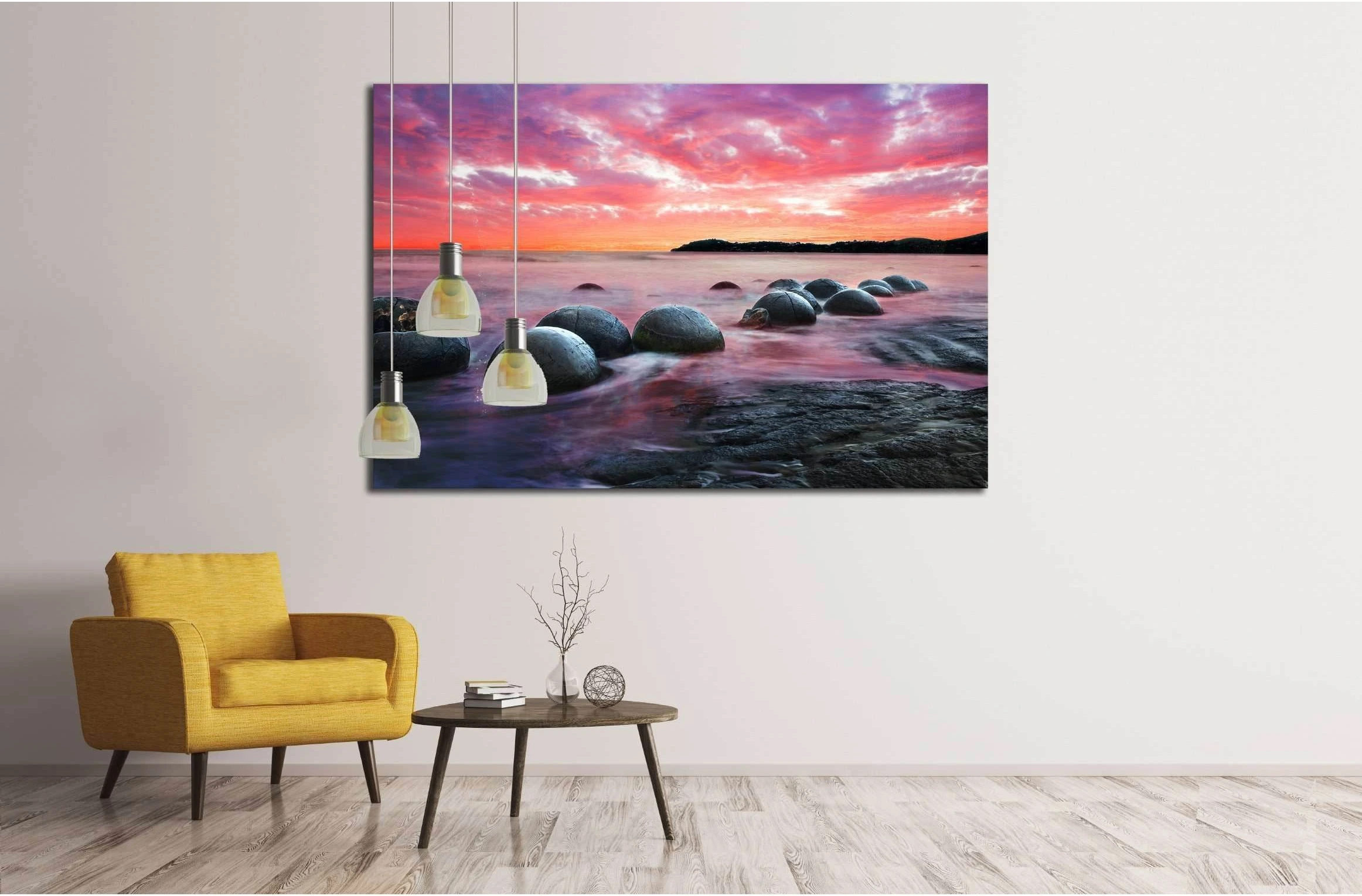Moeraki Boulders on the Koekohe beach, New Zealand. Sunset and long exposure №2865 Ready to Hang Canvas Print - Zellart Canvas Prints ALL_Products, s-2865