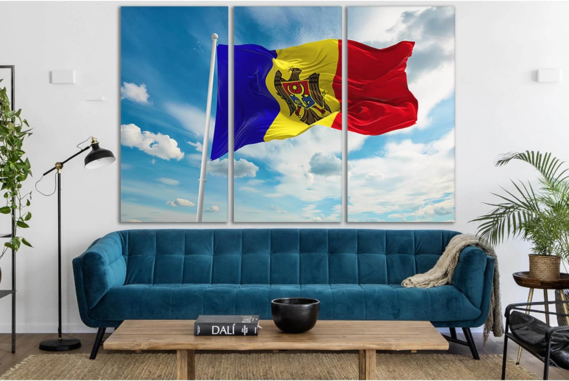 Moldova Flag Waving In The Wind №SL1188 Ready to Hang Canvas Print - Zellart Canvas Prints 0new, ALL_Products, Flags