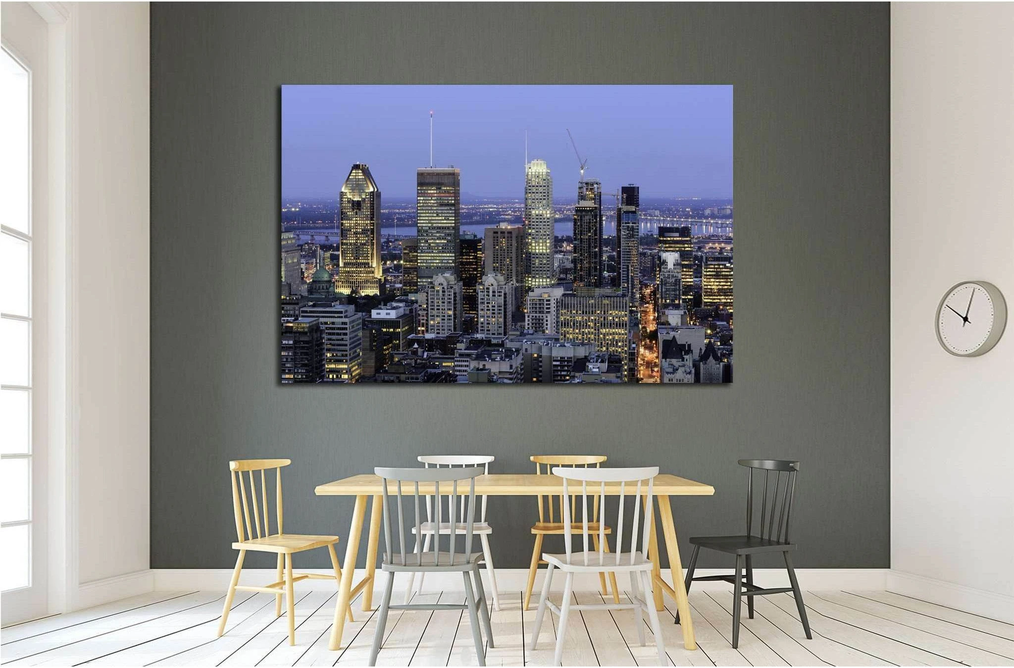 Montreal Downtown at Dusk, Canada №2085 Ready to Hang Canvas Print - Zellart Canvas Prints ALL_Products, s-2085