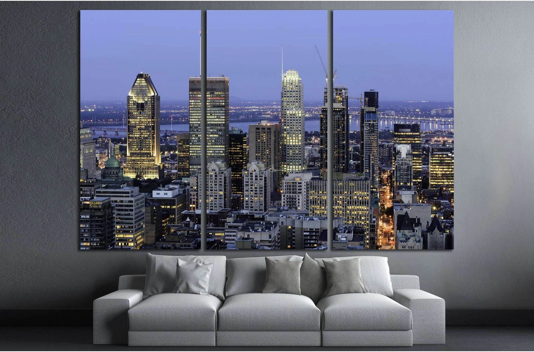 Montreal Downtown at Dusk, Canada №2085 Ready to Hang Canvas Print - Zellart Canvas Prints ALL_Products, s-2085