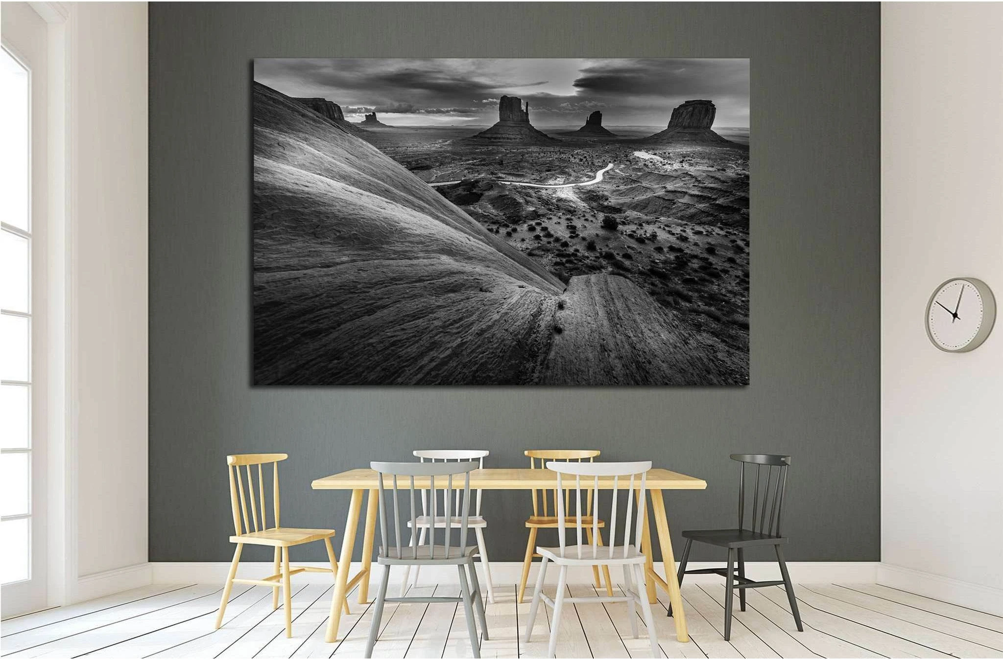 Monument Valley Black and White Famous American Landscapes №1992 Ready to Hang Canvas Print - Zellart Canvas Prints ALL_Products, s-1992