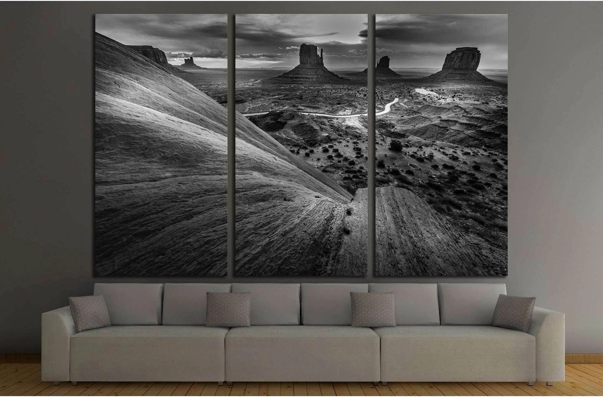 Monument Valley Black and White Famous American Landscapes №1992 Ready to Hang Canvas Print - Zellart Canvas Prints ALL_Products, s-1992