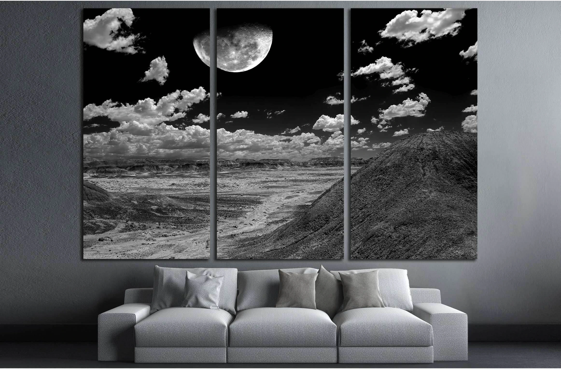 Moon and Spring landscape in the Arizona desert USA №2867 Ready to Hang Canvas Print - Zellart Canvas Prints ALL_Products, s-2867