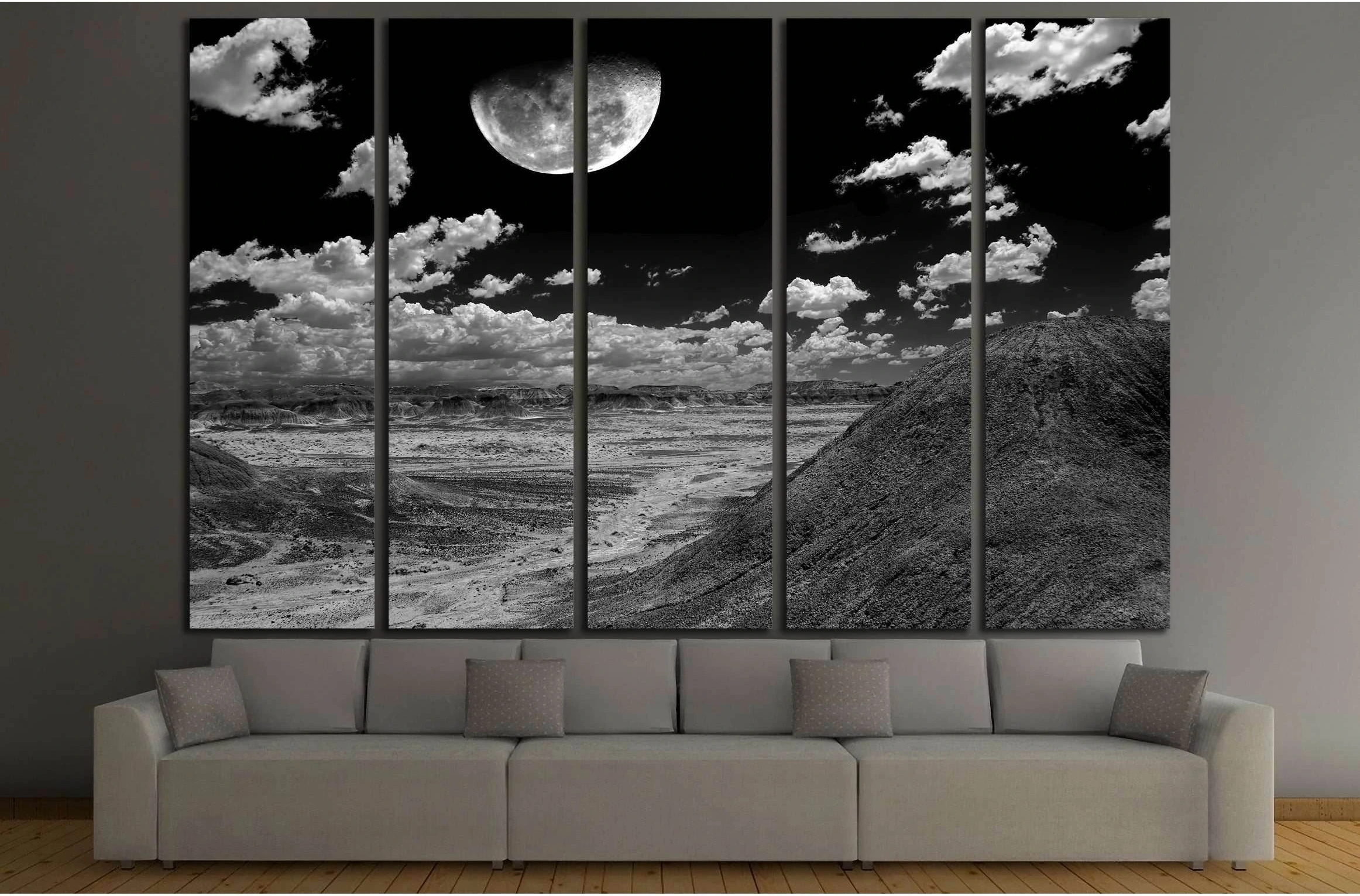 Moon and Spring landscape in the Arizona desert USA №2867 Ready to Hang Canvas Print - Zellart Canvas Prints ALL_Products, s-2867