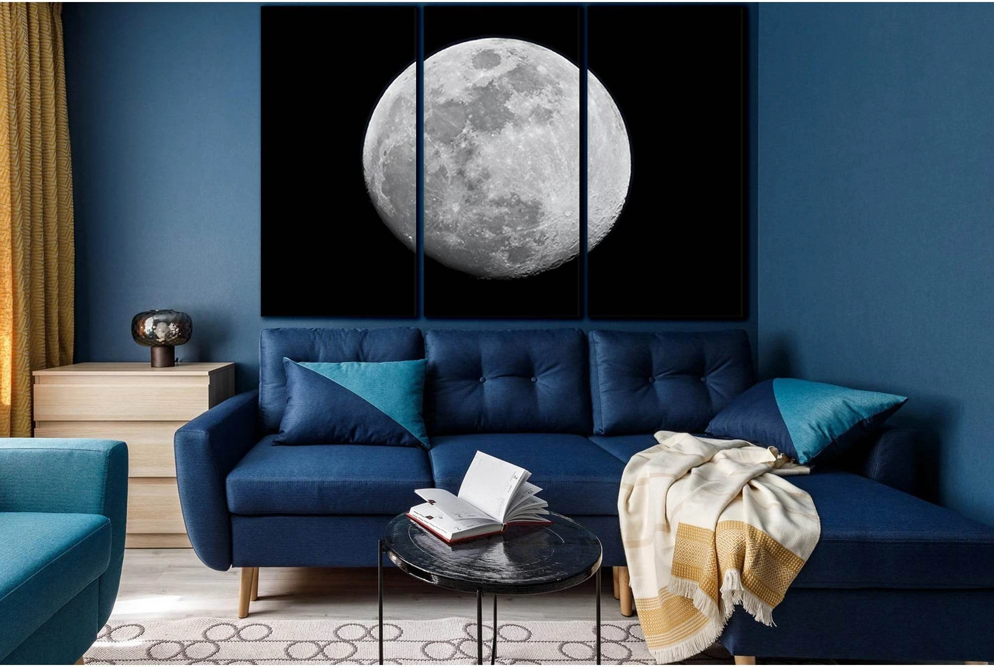Moon Close Up Black And White №SL846 Ready to Hang Canvas Print - Zellart Canvas Prints 0new, ALL_Products, Black & White Wall Art