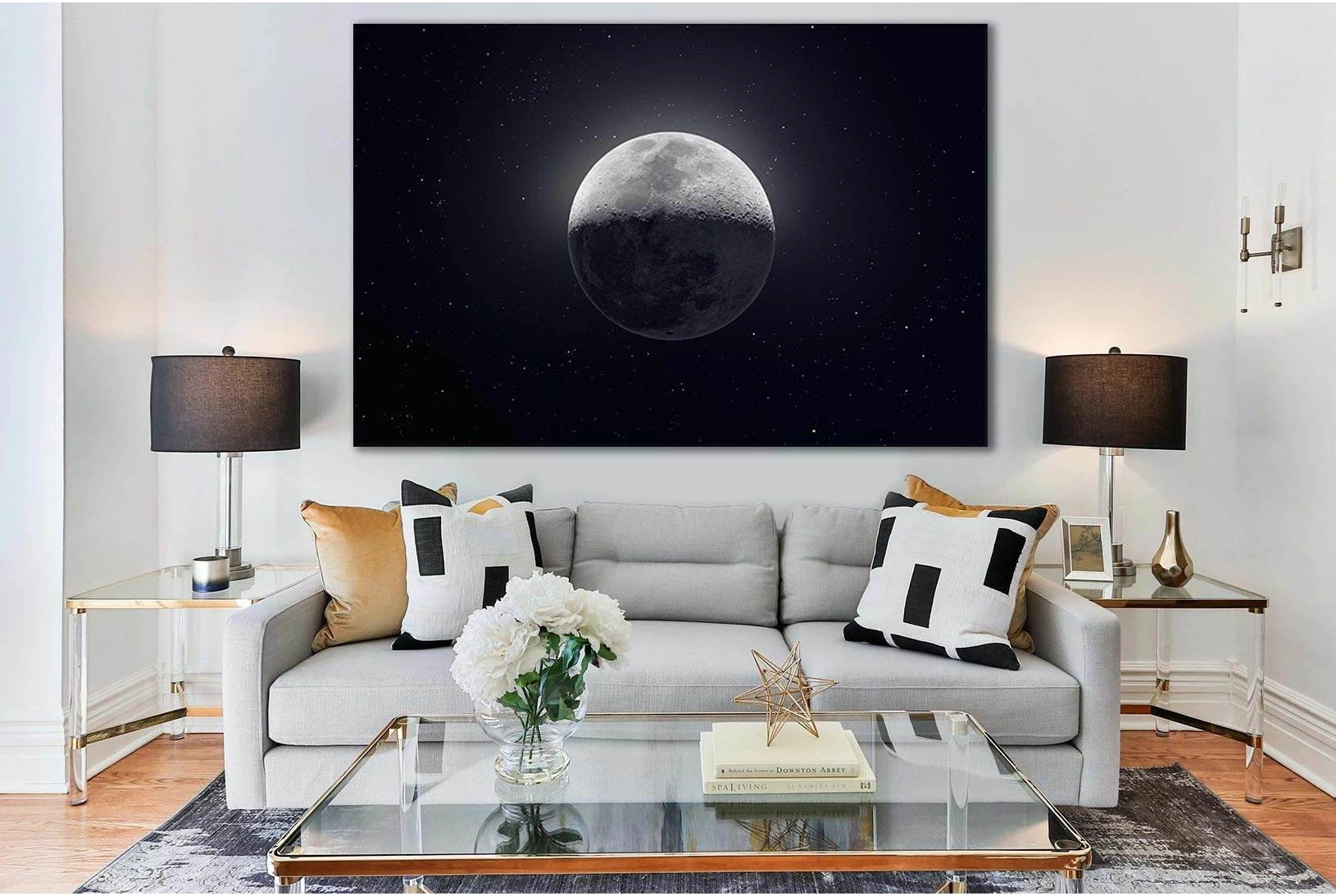 Moon Close Up №SL433 Ready to Hang Canvas Print - Zellart Canvas Prints 0new, ALL_Products, Astronomy & Space Canvas Wall Art
