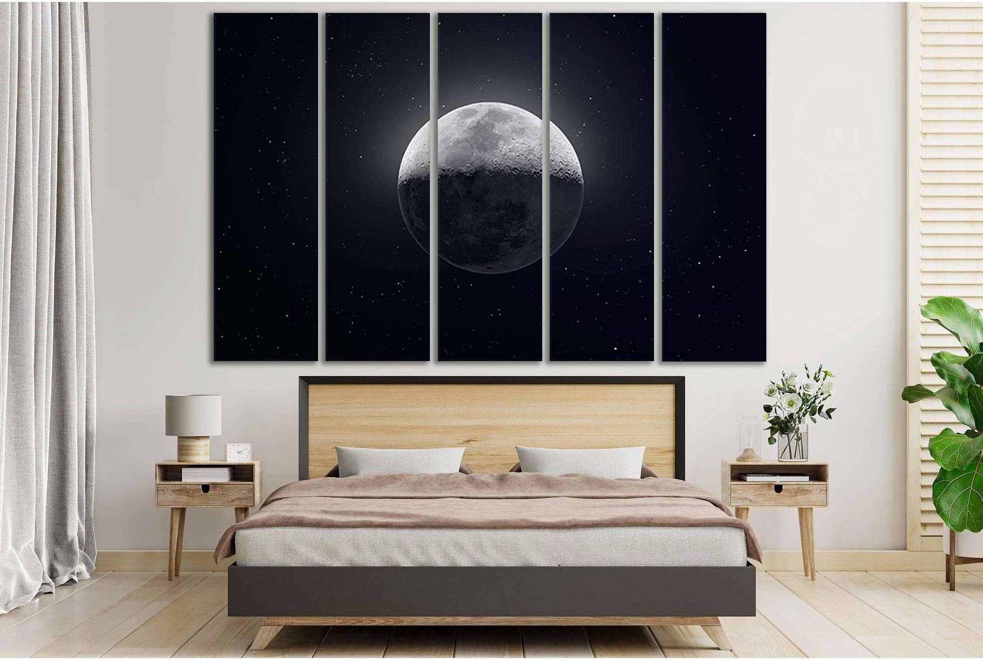 Moon Close Up №SL433 Ready to Hang Canvas Print - Zellart Canvas Prints 0new, ALL_Products, Astronomy & Space Canvas Wall Art