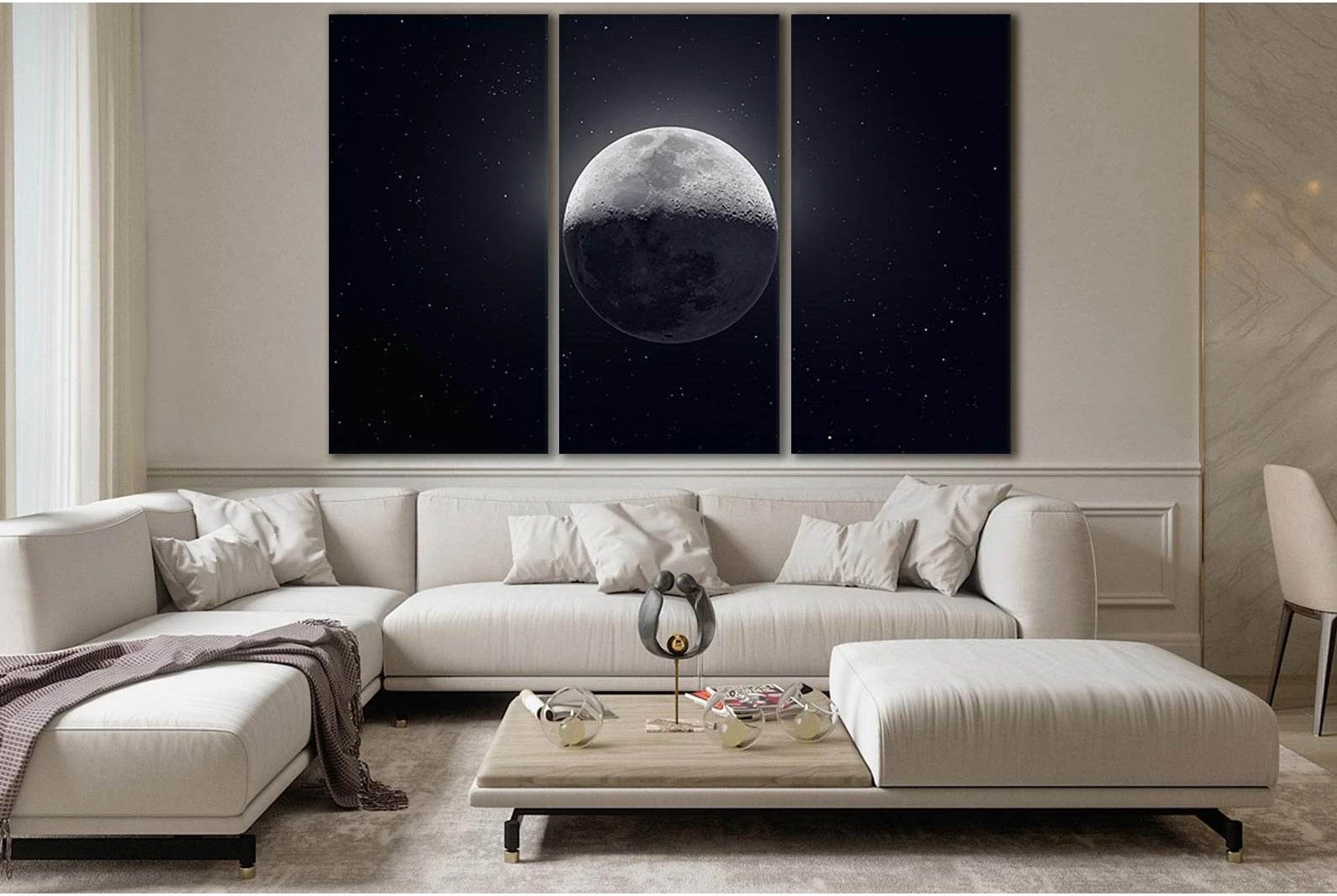 Moon Close Up №SL433 Ready to Hang Canvas Print - Zellart Canvas Prints 0new, ALL_Products, Astronomy & Space Canvas Wall Art