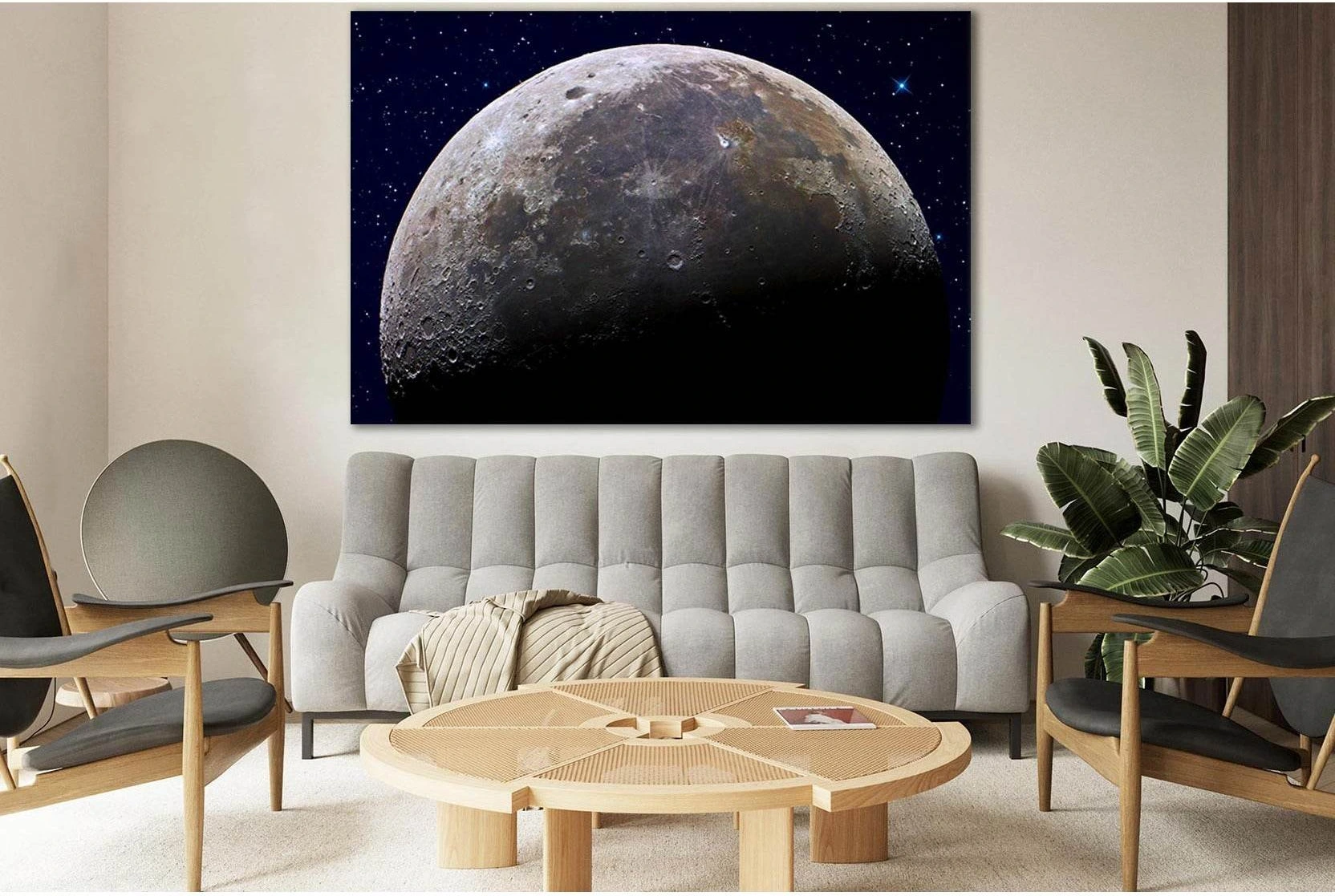 Moon Close Up №SL989 Ready to Hang Canvas Print - Zellart Canvas Prints 0new, ALL_Products, Astronomy & Space Canvas Wall Art
