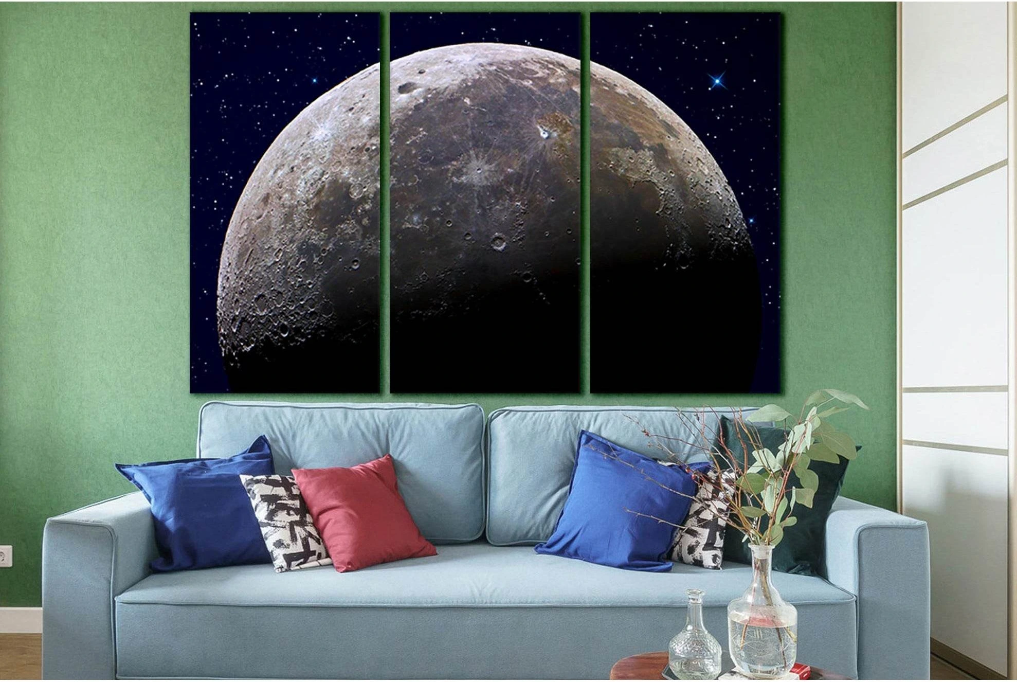 Moon Close Up №SL989 Ready to Hang Canvas Print - Zellart Canvas Prints 0new, ALL_Products, Astronomy & Space Canvas Wall Art