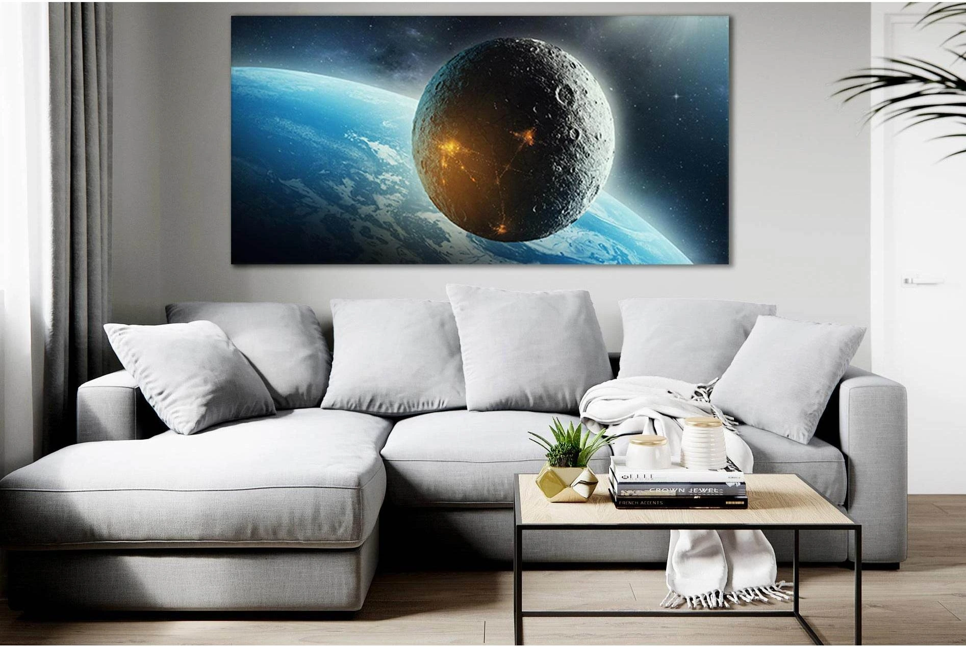 Moon Colonization Futuristic Space №SL407 Ready to Hang Canvas Print - Zellart Canvas Prints 0new, ALL_Products, Astronomy & Space Canvas Wall Art