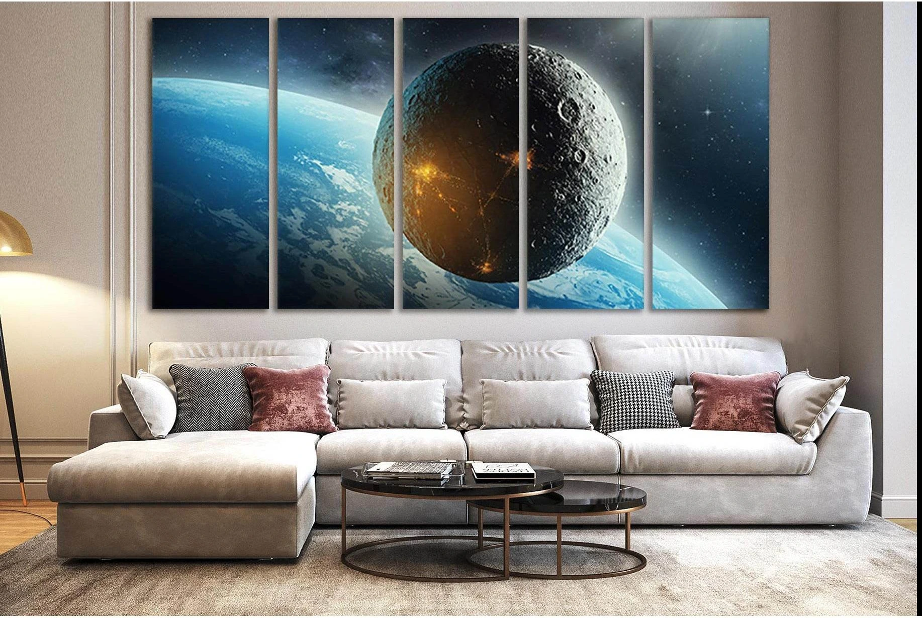 Moon Colonization Futuristic Space №SL407 Ready to Hang Canvas Print - Zellart Canvas Prints 0new, ALL_Products, Astronomy & Space Canvas Wall Art
