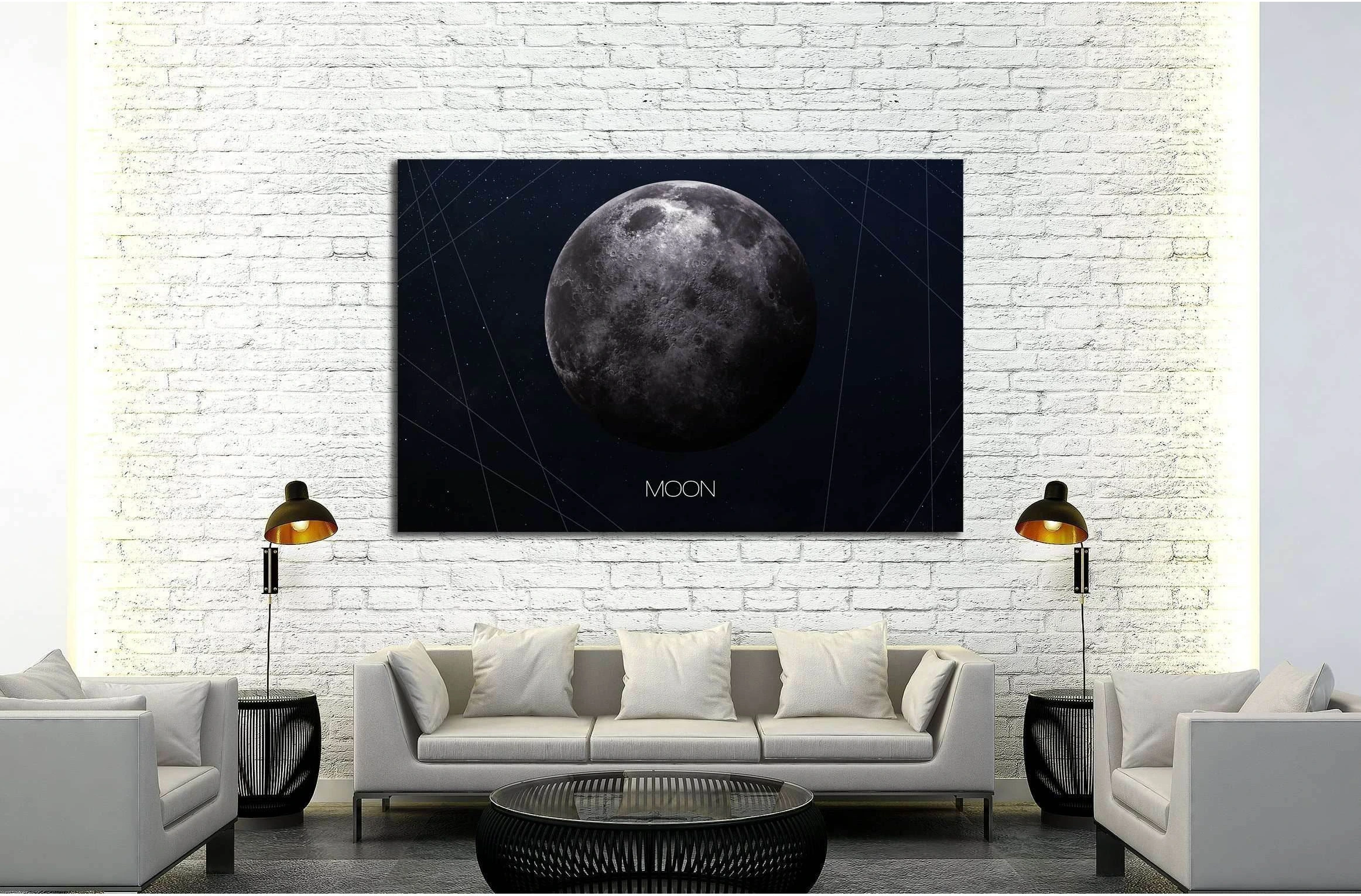 Moon - High resolution images presents planets of the solar system. №2449 Ready to Hang Canvas Print - Zellart Canvas Prints ALL_Products, s-2449