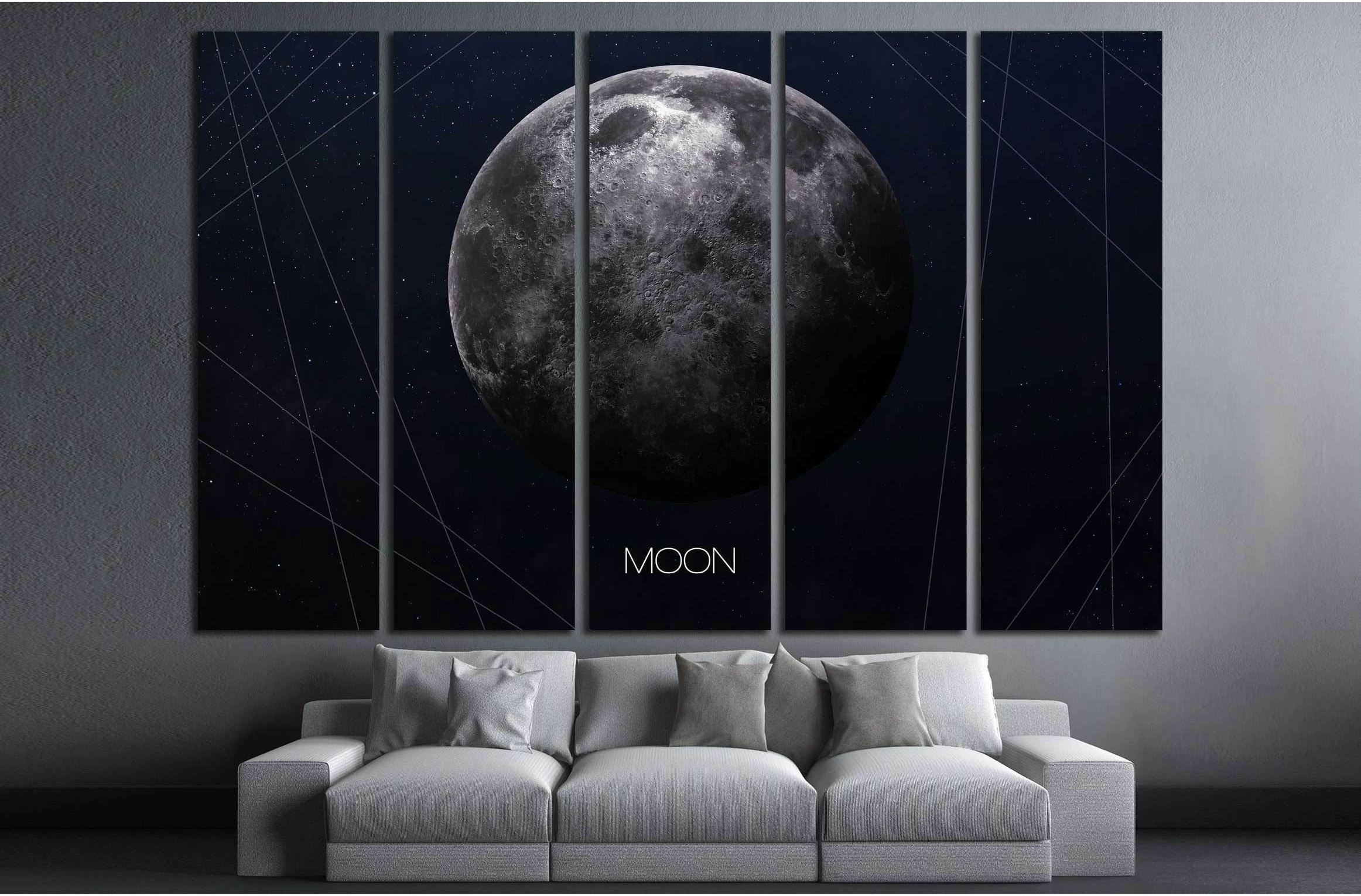 Moon - High resolution images presents planets of the solar system. №2449 Ready to Hang Canvas Print - Zellart Canvas Prints ALL_Products, s-2449