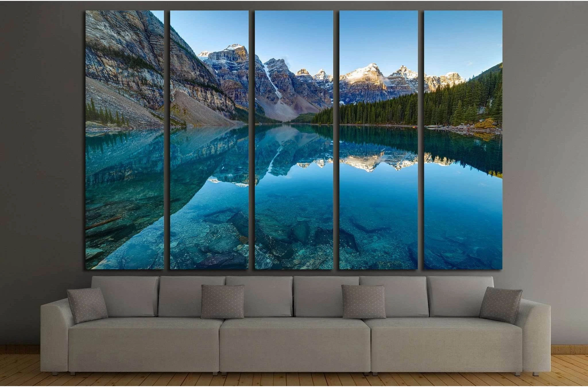 Moraine lake panorama in Banff National Park, Alberta, Canada №2009 Ready to Hang Canvas Print - Zellart Canvas Prints ALL_Products, s-2009