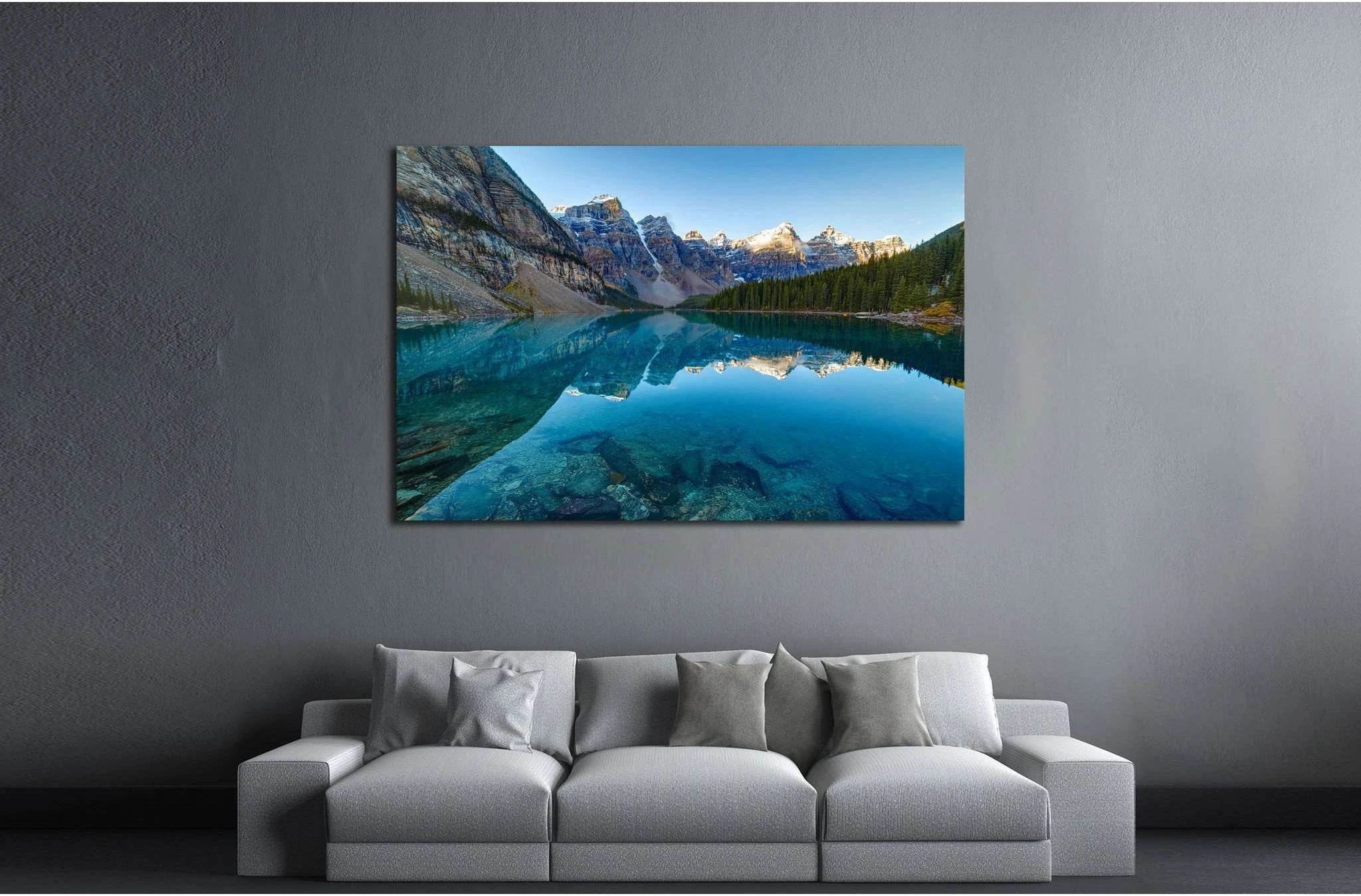 Moraine lake panorama in Banff National Park, Alberta, Canada №2009 Ready to Hang Canvas Print - Zellart Canvas Prints ALL_Products, s-2009