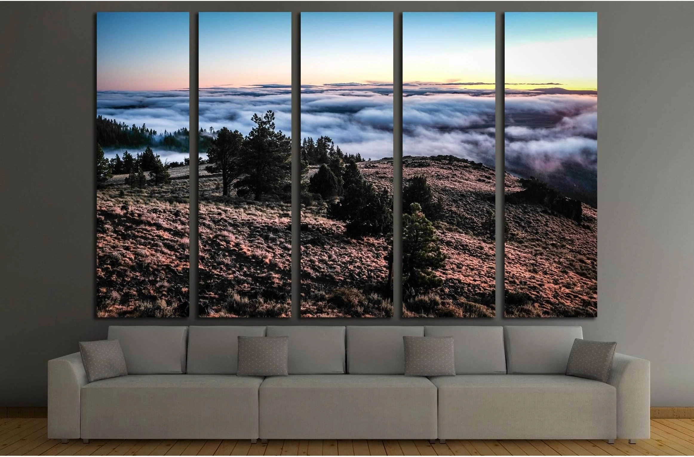 Morning cloud bank over Valley; Paisley, Oregon №3178 Ready to Hang Canvas Print - Zellart Canvas Prints ALL_Products, s-3178